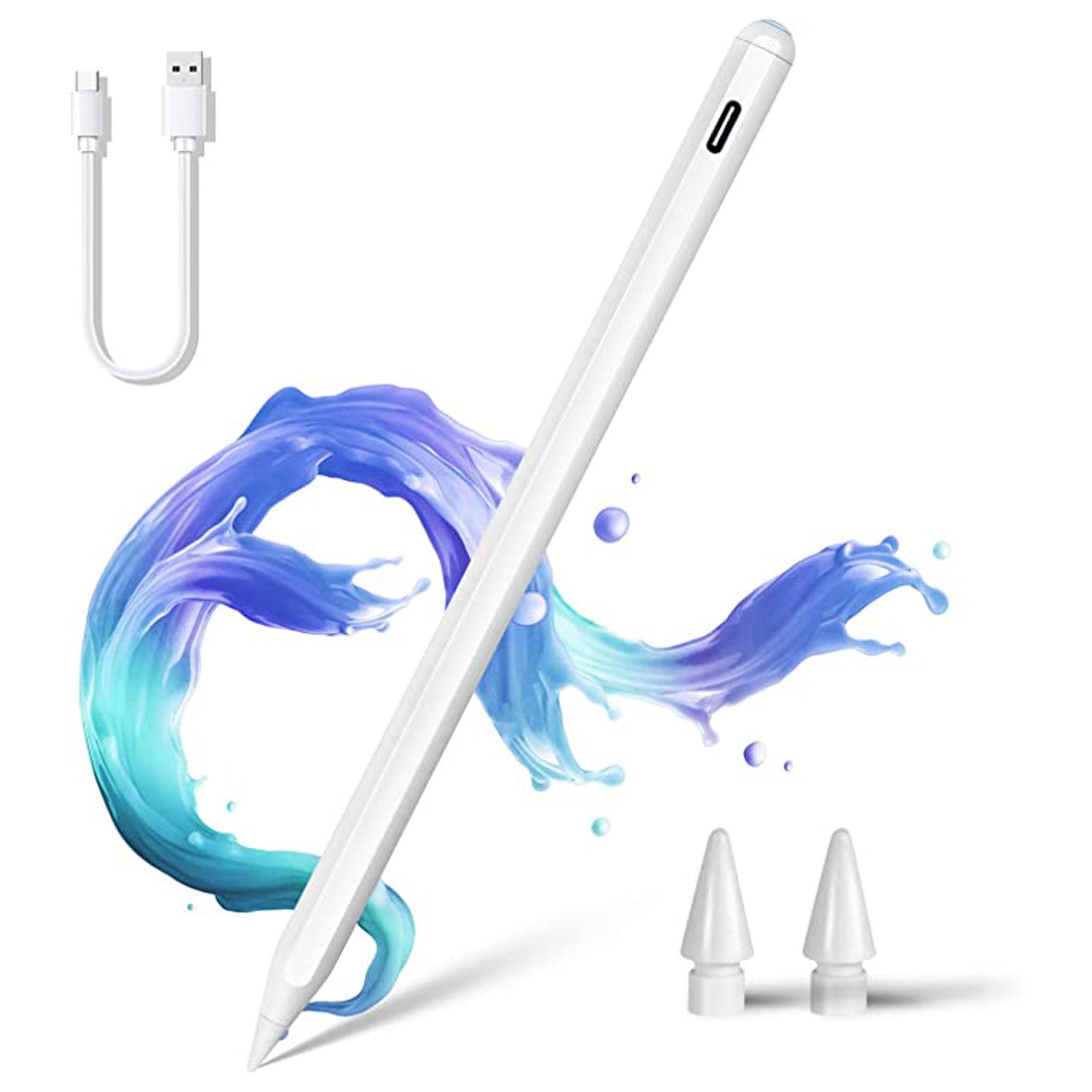 REDOM Eingabestift Stift Stylus Pen Touchstift (Stylus Pen für iPad 2018–2023 – Eingabestift mit magnetischem kabellosem Laden, 1-St., Handflächenerkennung & Neigungssensitivität) kompatibel mit iPad Pro/Mini/Air Touchstift für Schule, Büro Kreative