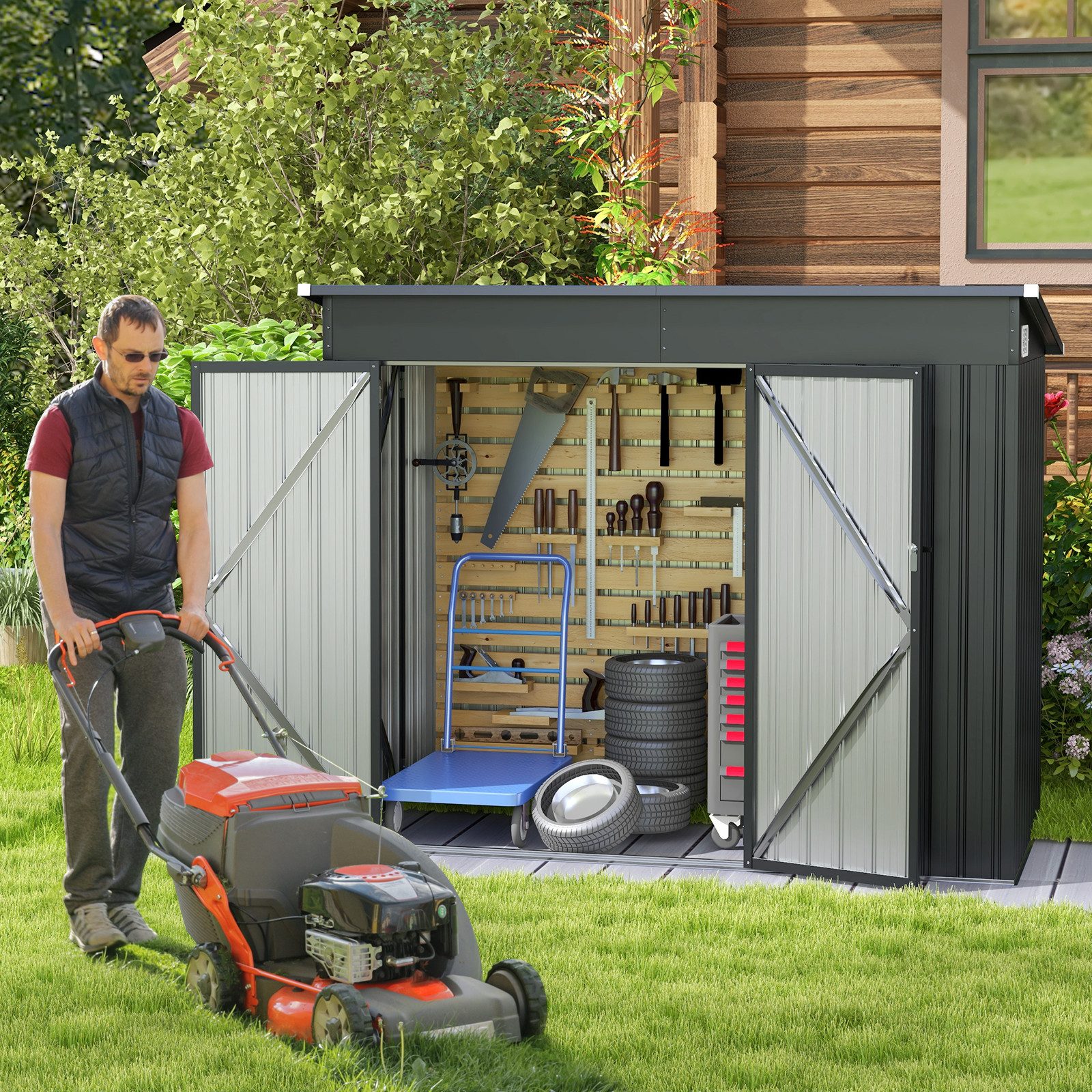 COSTWAY Gerätehaus, BxT: 235x117 cm, (1 günstig online kaufen