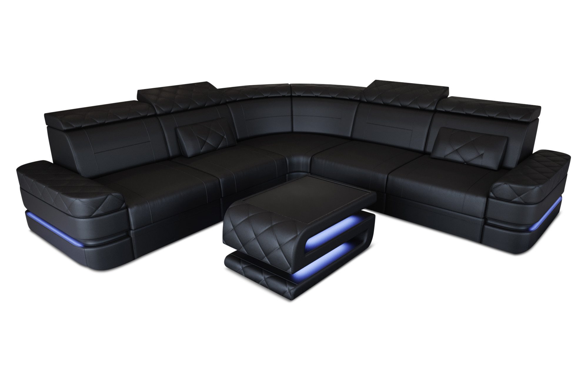 Sofa Dreams Ecksofa Couch Sofa Leder Positano L Form Ledersofa, mit LED, mit Stauraum, Designersofa