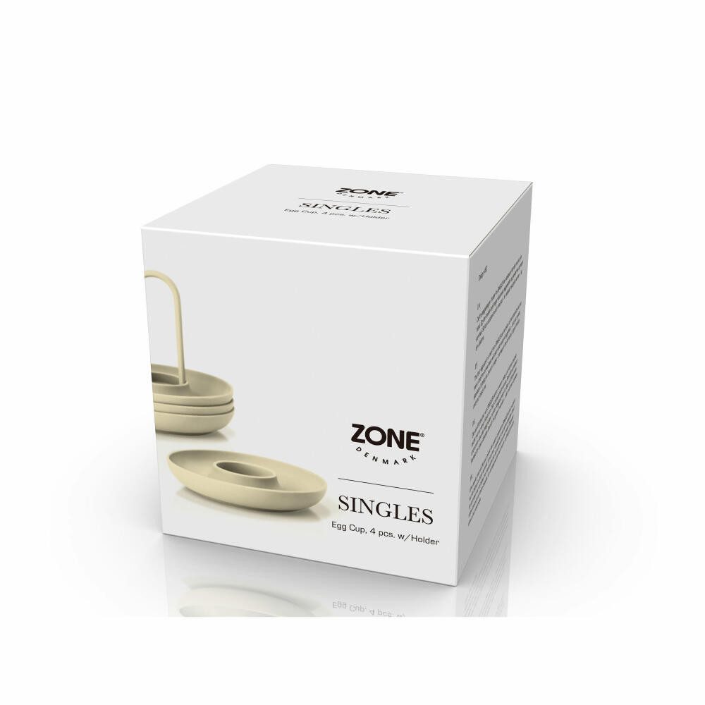 Zone Denmark Eierbecher Singles Limestone 4er Set, (4-tlg), mit Halter