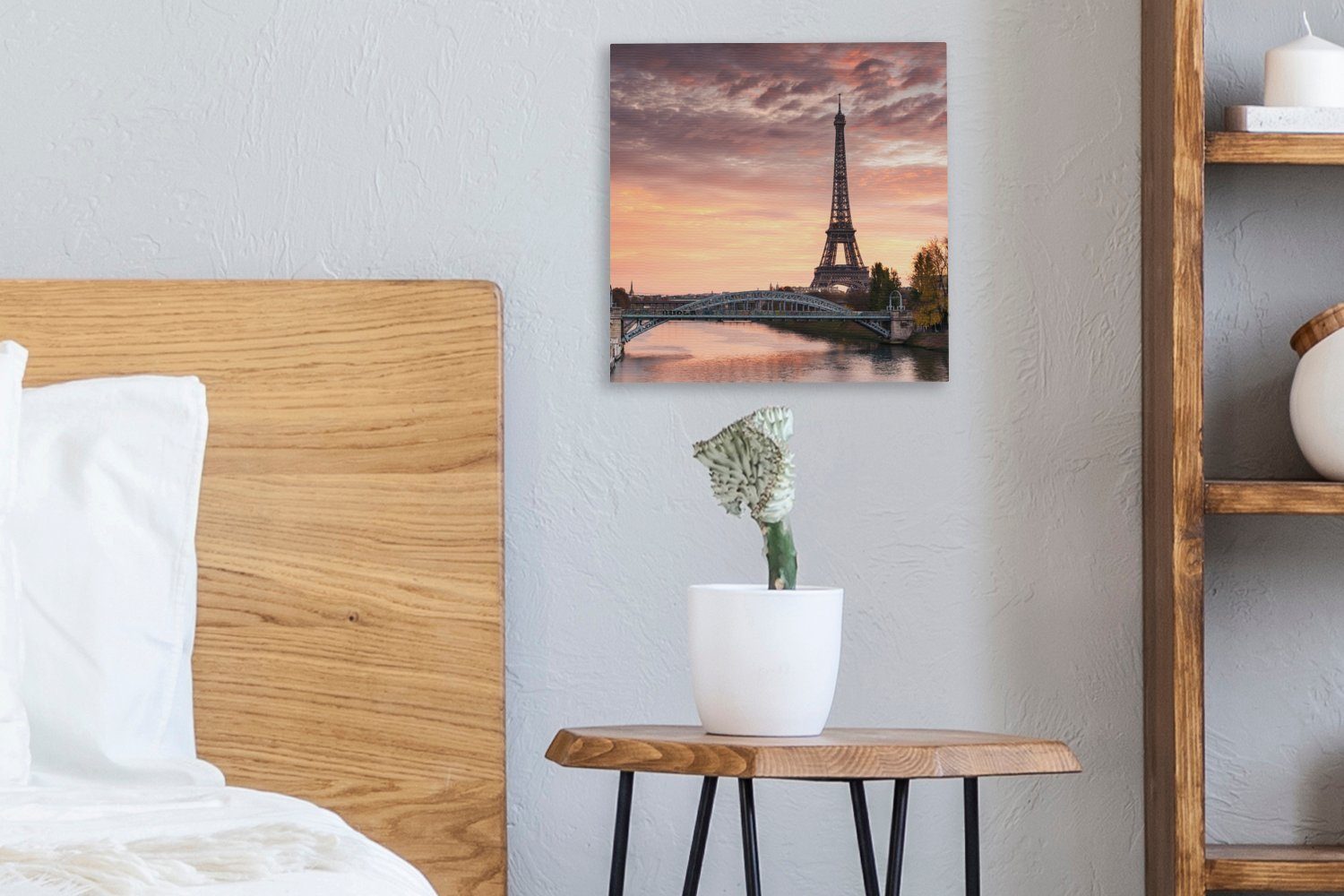 Bilder orangefarbener dem Schlafzimmer OneMillionCanvasses® für Himmel St), in Paris, wunderschöner Leinwand Leinwandbild (1 über Eiffelturm Ein Wohnzimmer