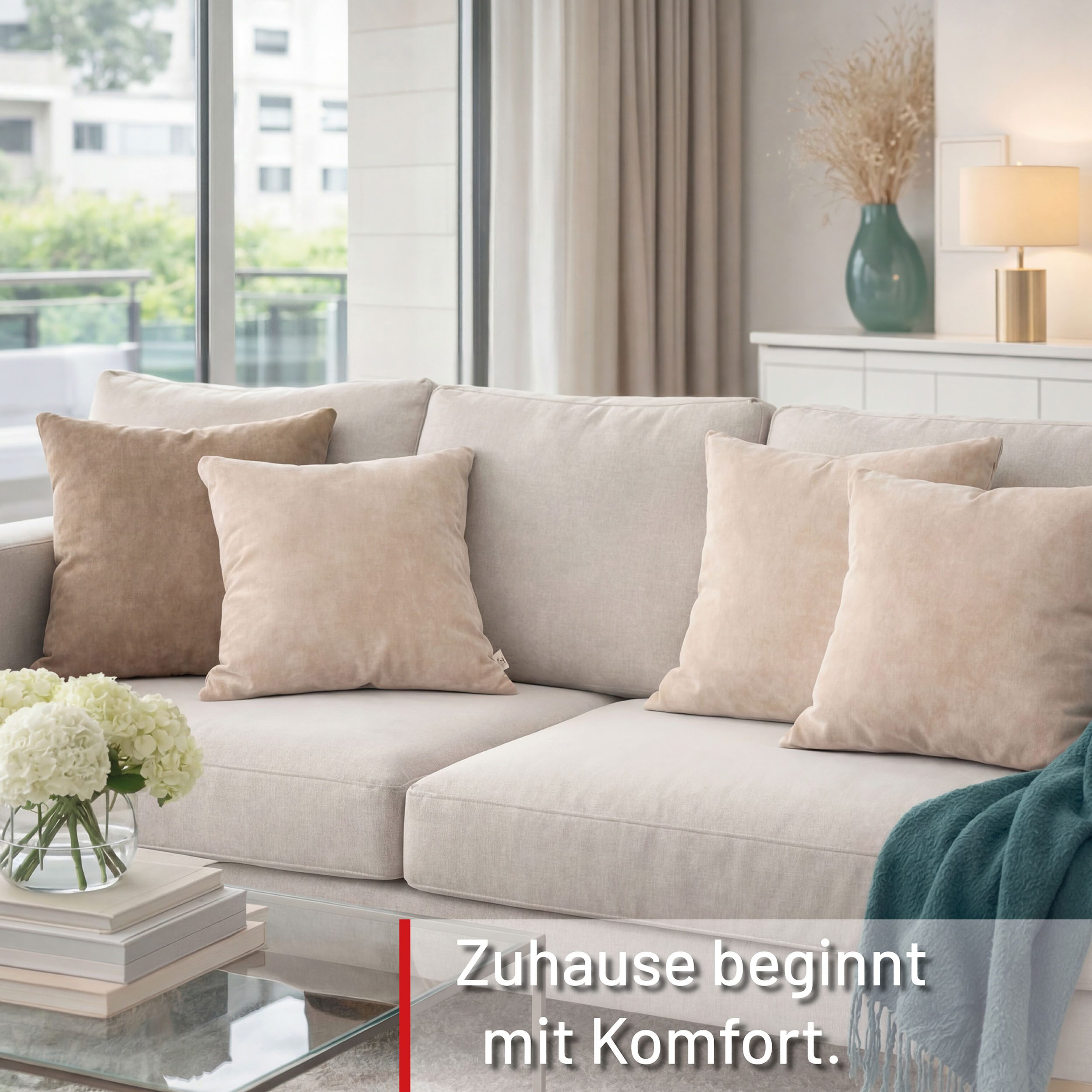 Deco-Raum Dekokissen Kissen für Couch und Sofa mit Füllung mit Reißverschluss, Sofakissen