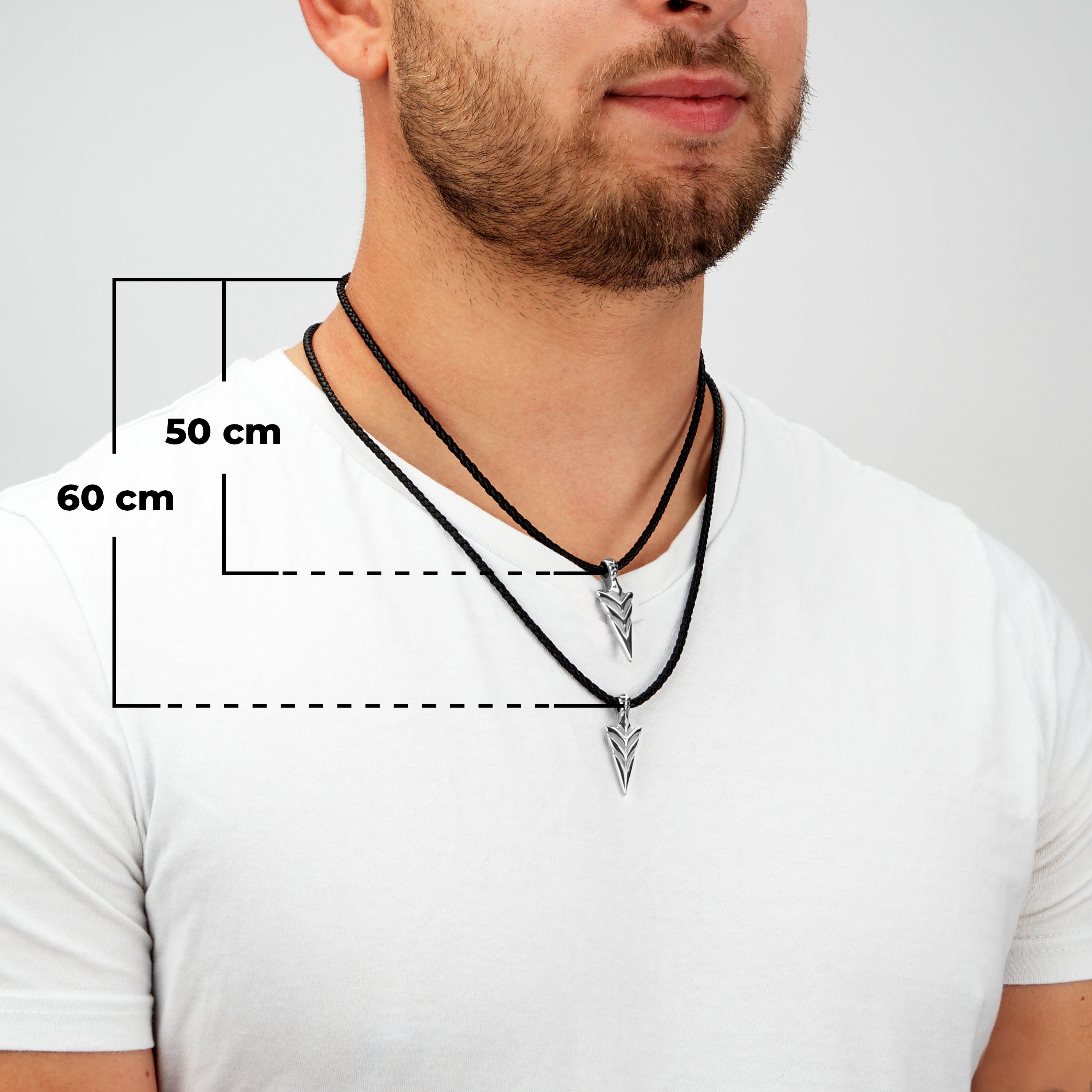 Halskette Leder Echtleder Silber Lederband (1-tlg), aus mit Edelstahl "Arrow" SERASAR Anhänger