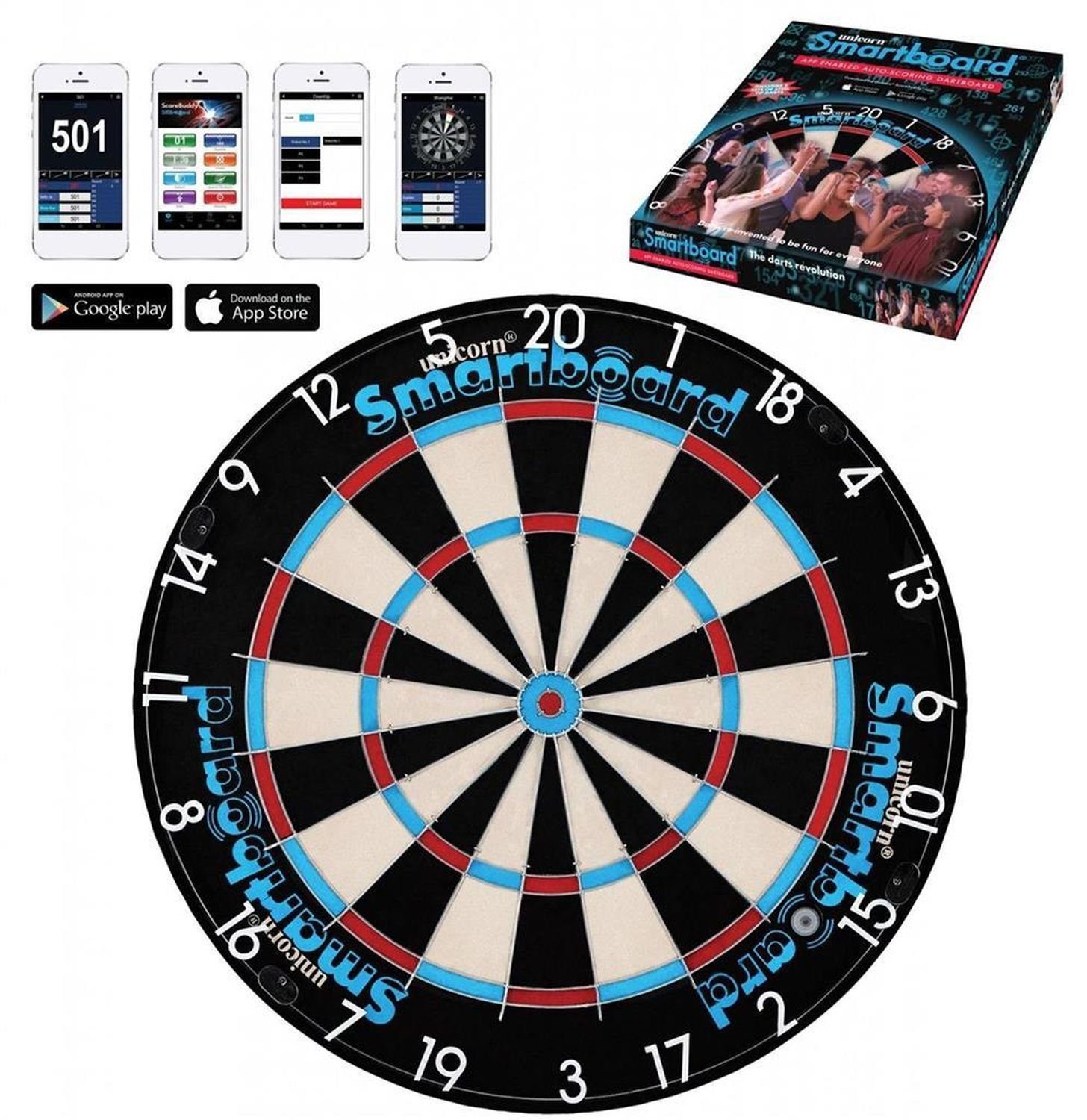 unicorn Dartscheibe Bluetooth Dartboard + App kompatible Dartscheibe, Dartboard Dart Board Scheibe Darts | Zielscheiben