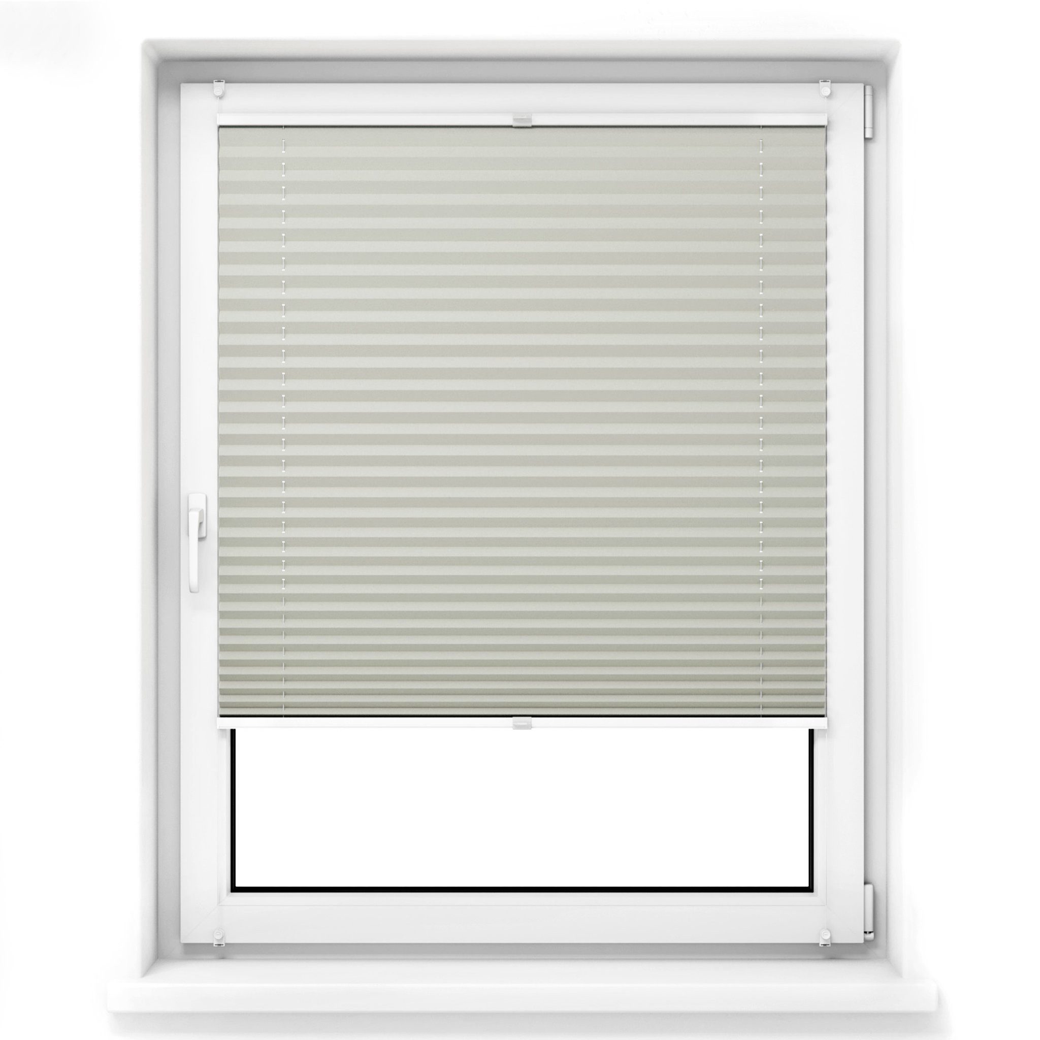 jalousiescout Plissee Pure Plissee Premium, 30 x 100 cm, grau, halbtransparent, ohne Bohren, verspannt, Klemmfix, Polyester-Stoff, blickdicht und lichtdurchlässig