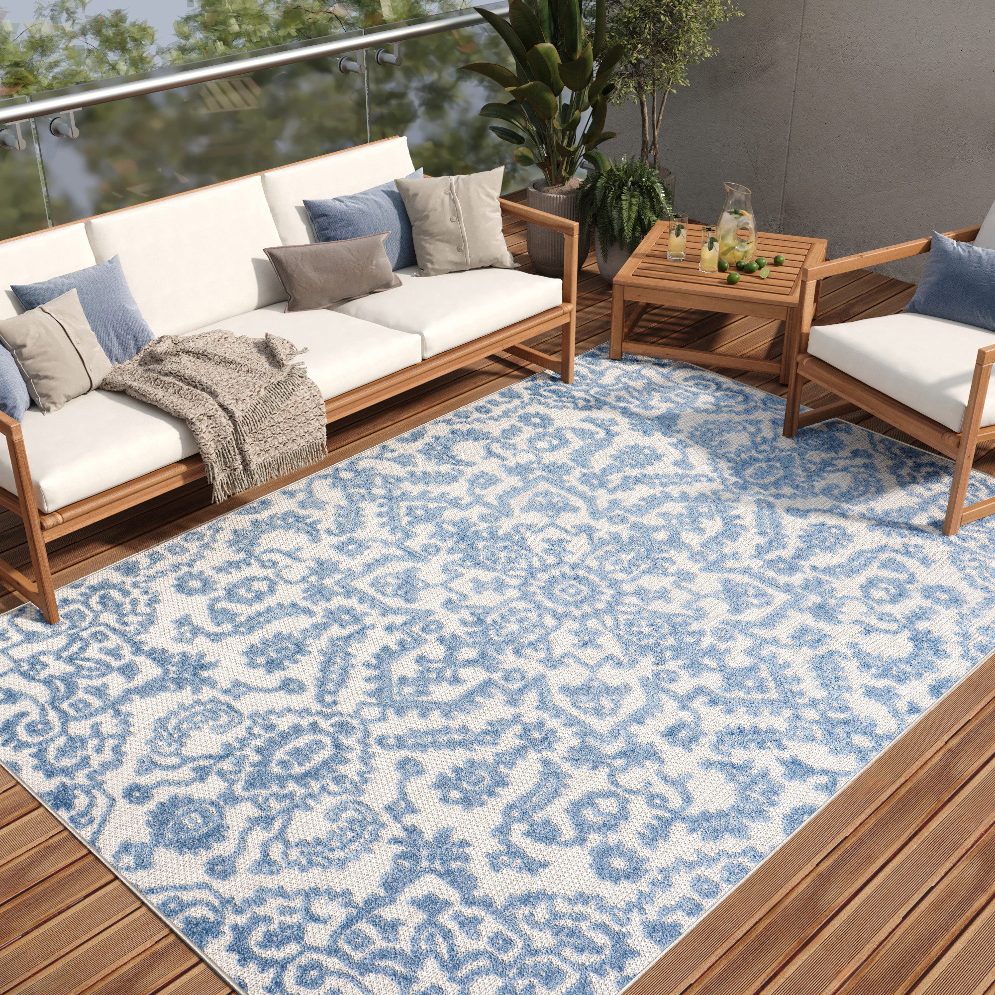 Tapiso Outdoorteppich PATIO, rechteckig, Höhe: 6 mm, In- & Outdoorteppich, Pflegeleicht für Garten, Terrasse, Balkon, Küche