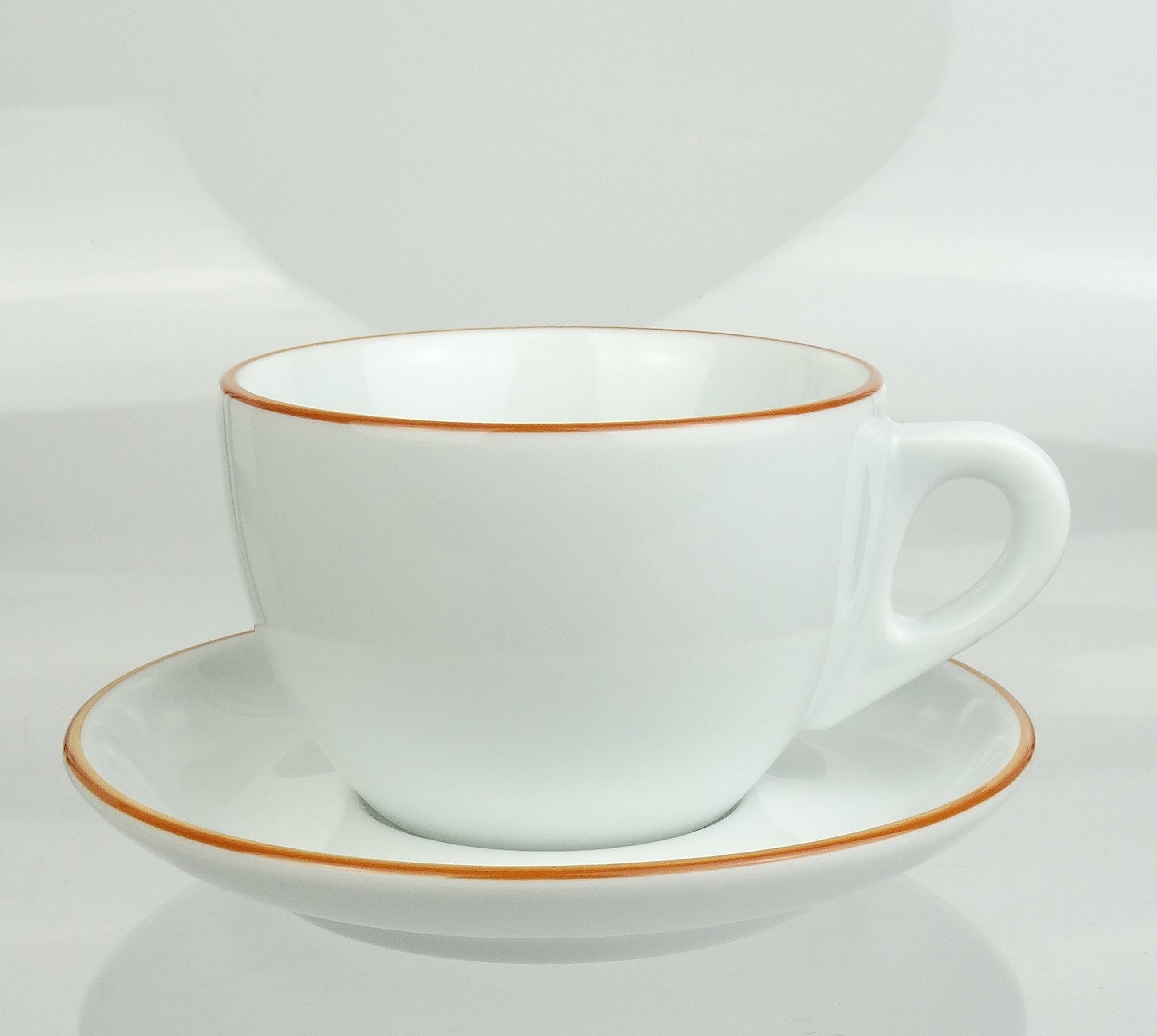 Ancap Cappuccinotasse dickwandig, karamellfarbiger Rand, Made in Italy, Porzellan, 2-teilig