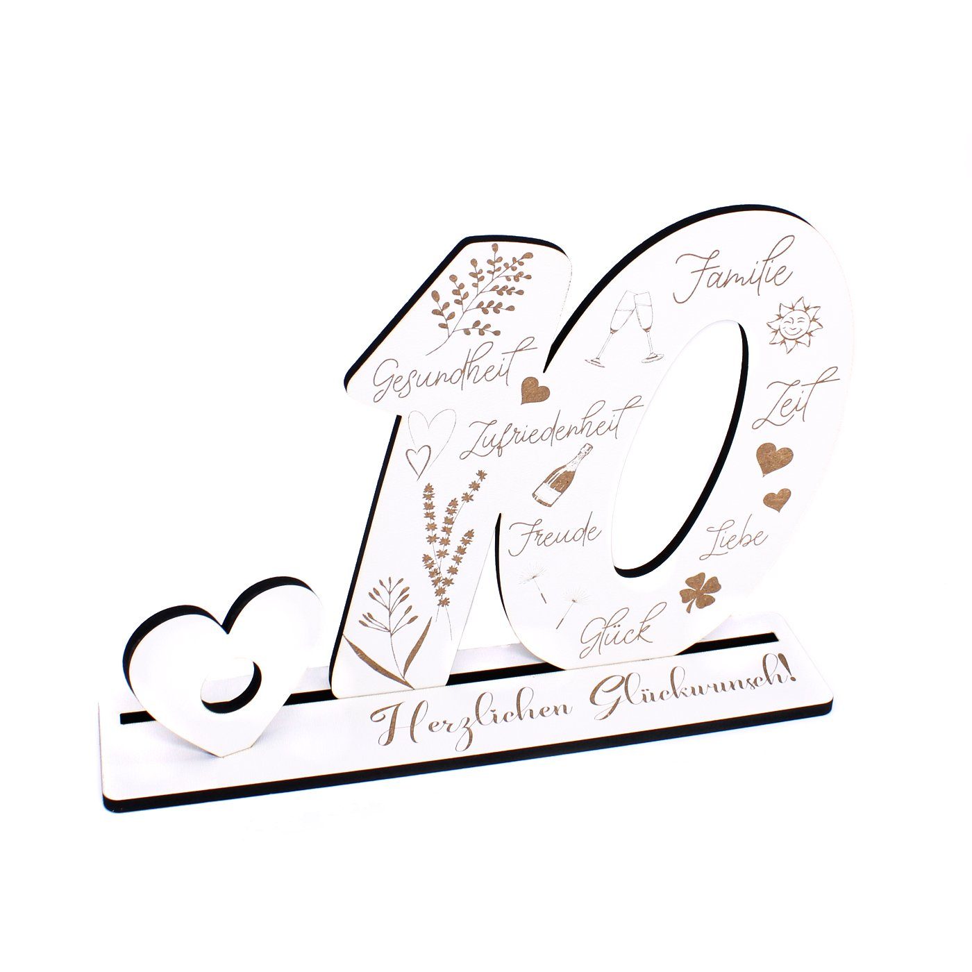 Deko-Buchstaben Aufsteller 10 Jahre Geburtstag Herzlichen Glückwunsch Geldgeschenk