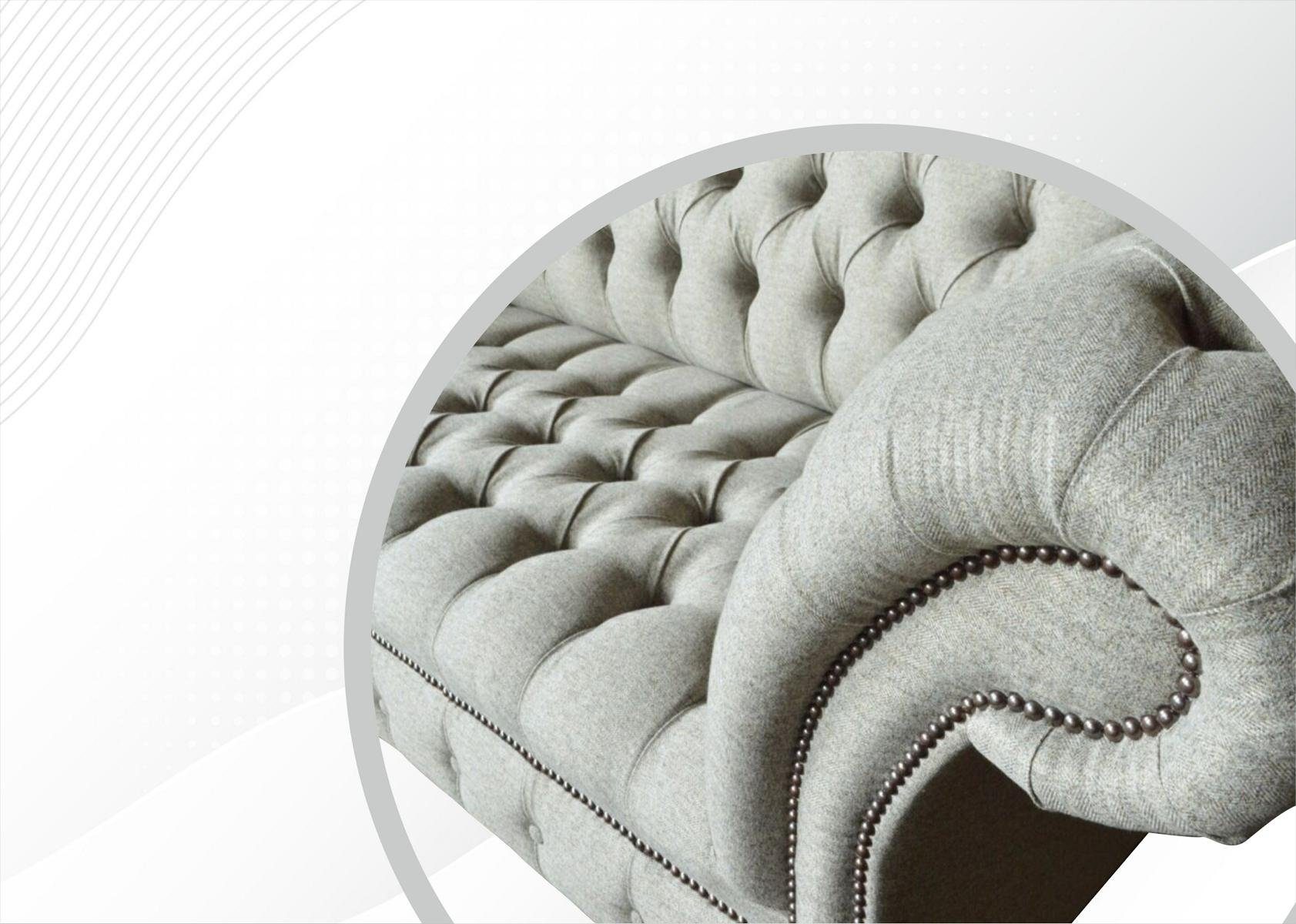 Design Chesterfield-Sofa Made in JVmoebel Moderner Möbel Chesterfield Europe Hellgrauer Neu, Dreisitzer