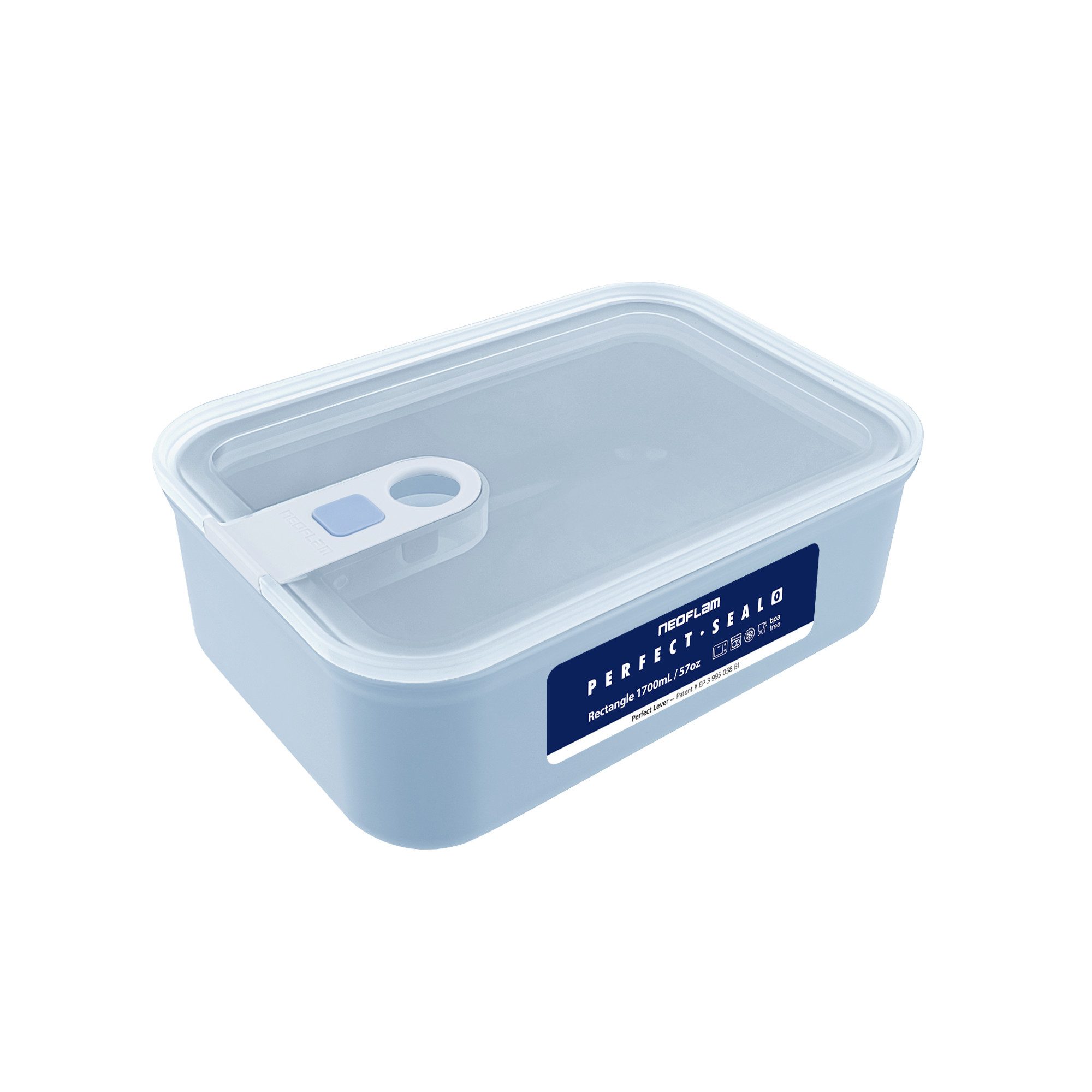 NEOFLAM® Vorratsdose Perfect Seal Vorratsdose, rechteckig, 1.7L, hellblau, Kunststoff (PP), (1-tlg)