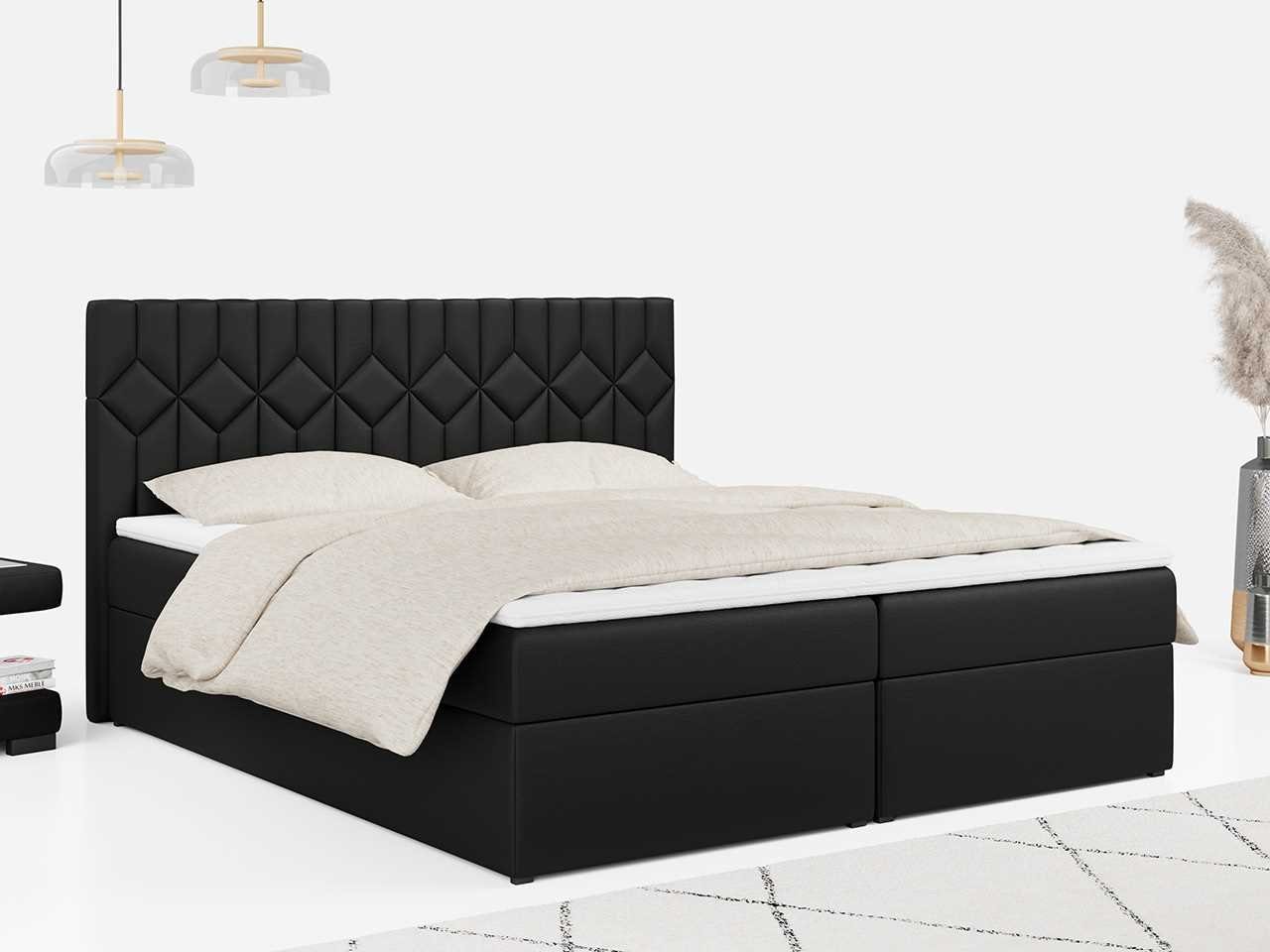 MKS STELLE 5, Boxspringbett Kopfstütze, Multipocket-Matratze für MÖBEL mit Schlafzimmer, Doppelbett