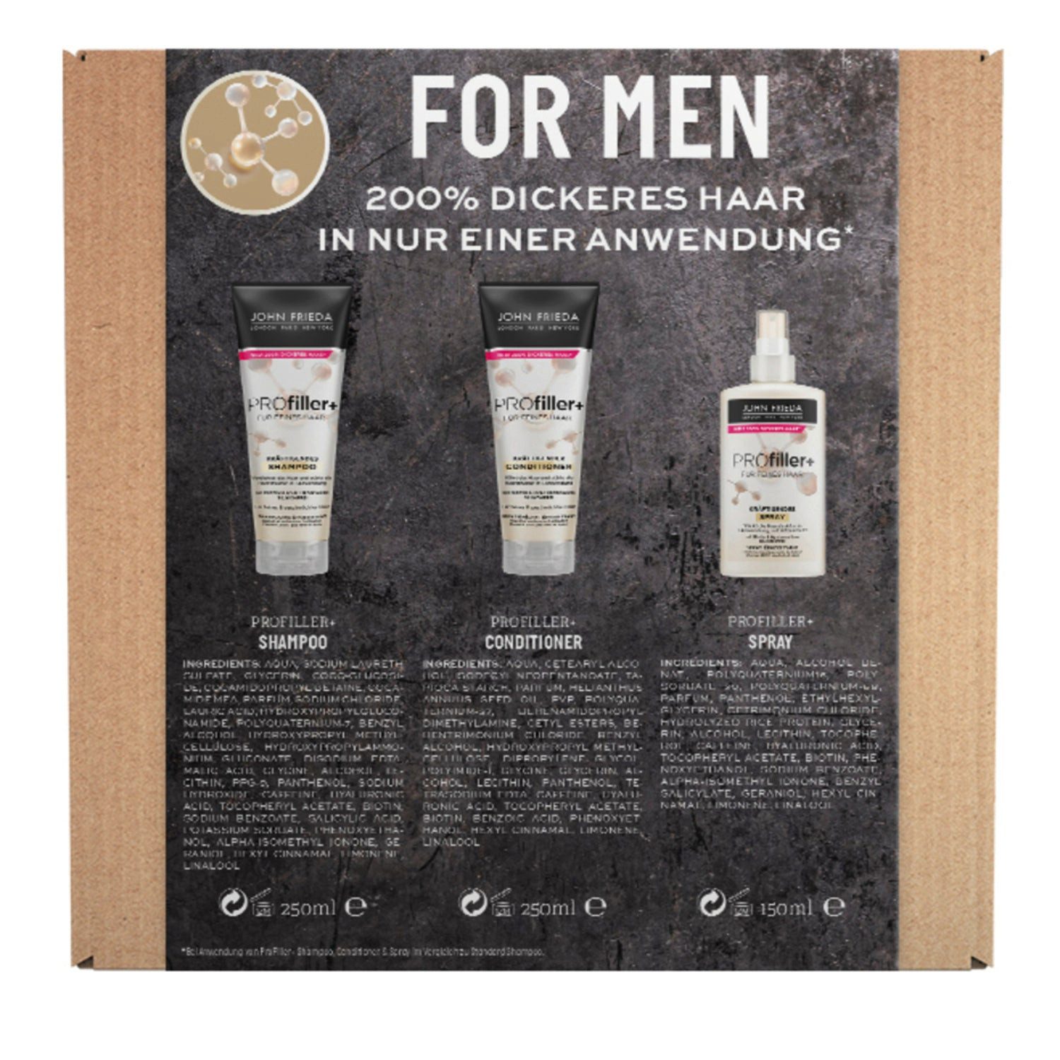 John Frieda Haarshampoo PROfiller+ Men Vorteils-Set, Vorteilsset, mit Augenmaske