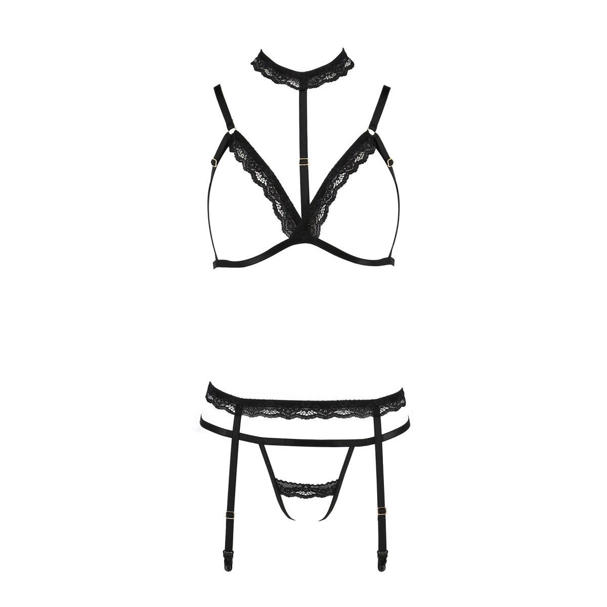 Passion-Exklusiv Body PE Shelly set black - (L/XL,S/M) 3pcs