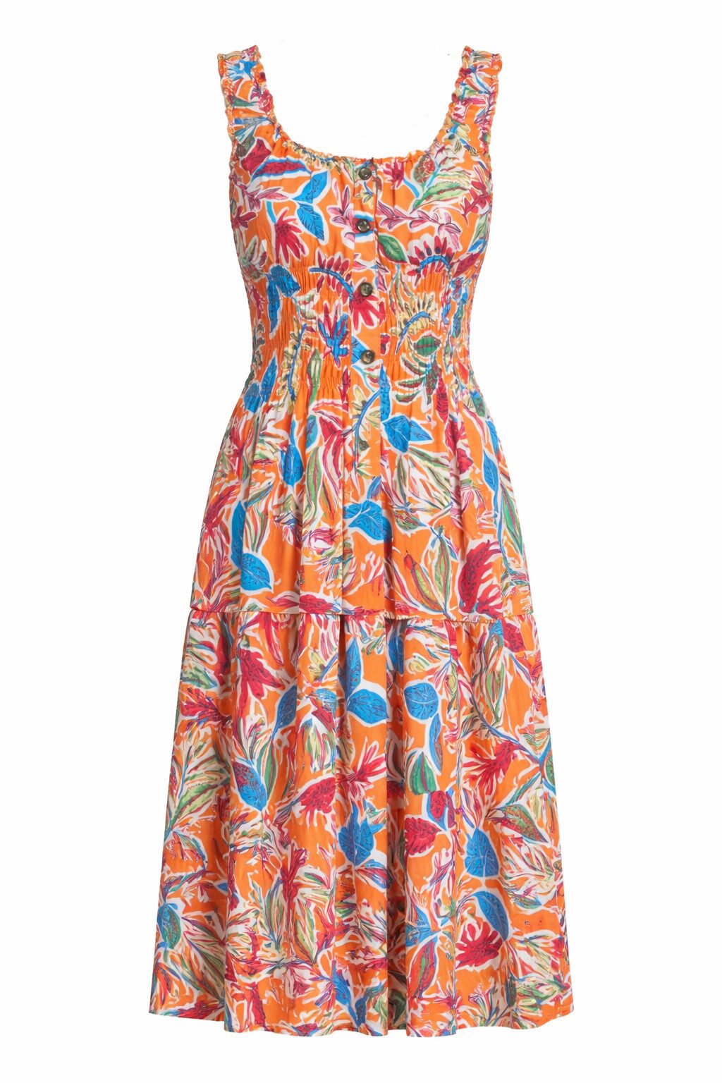 ITALY VIBES Sommerkleid - Kleid - Strandkleid - Midikleid Damen - floraler Print ONE SIZE / passend für Größe S - XL