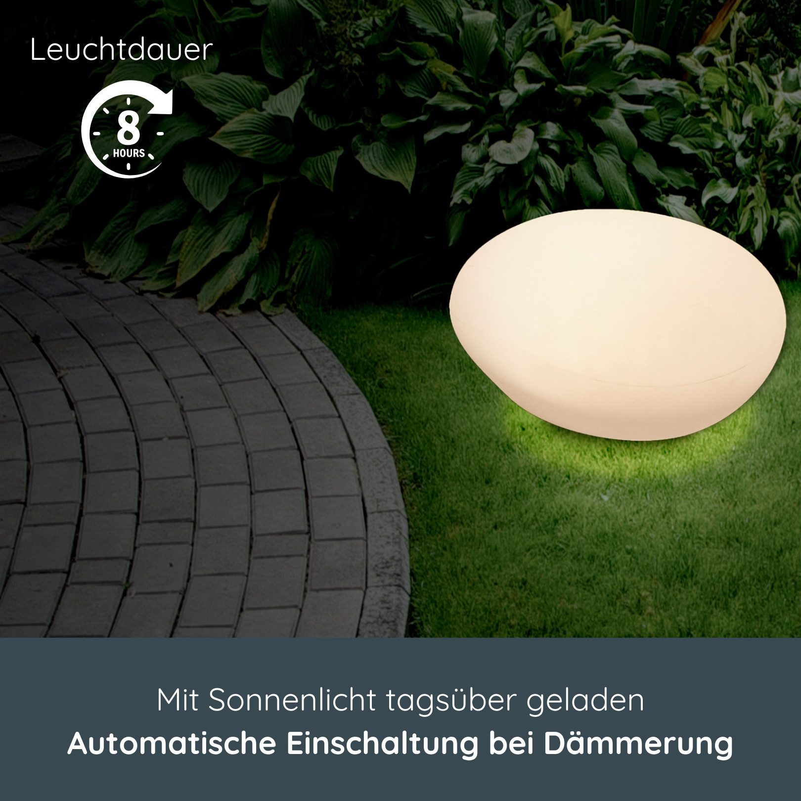MeLiTec LED Solarleuchte Solar-Gartenleuchte LK03-6 Modell Stein, LED-Solarlampe Outdoor, für Garten Balkon Terrasse, Farbwechsel