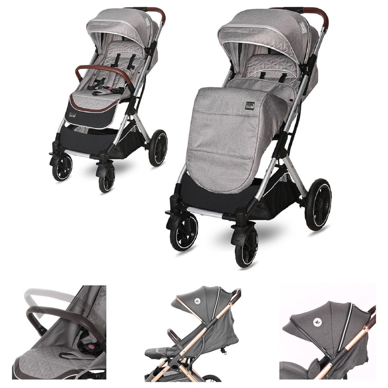 LORELLI Kinder-Buggy Storm, PU-Räder, Fußabdeckung, Sonnendach, Rückenlehne verstellbar, Fußstütze
