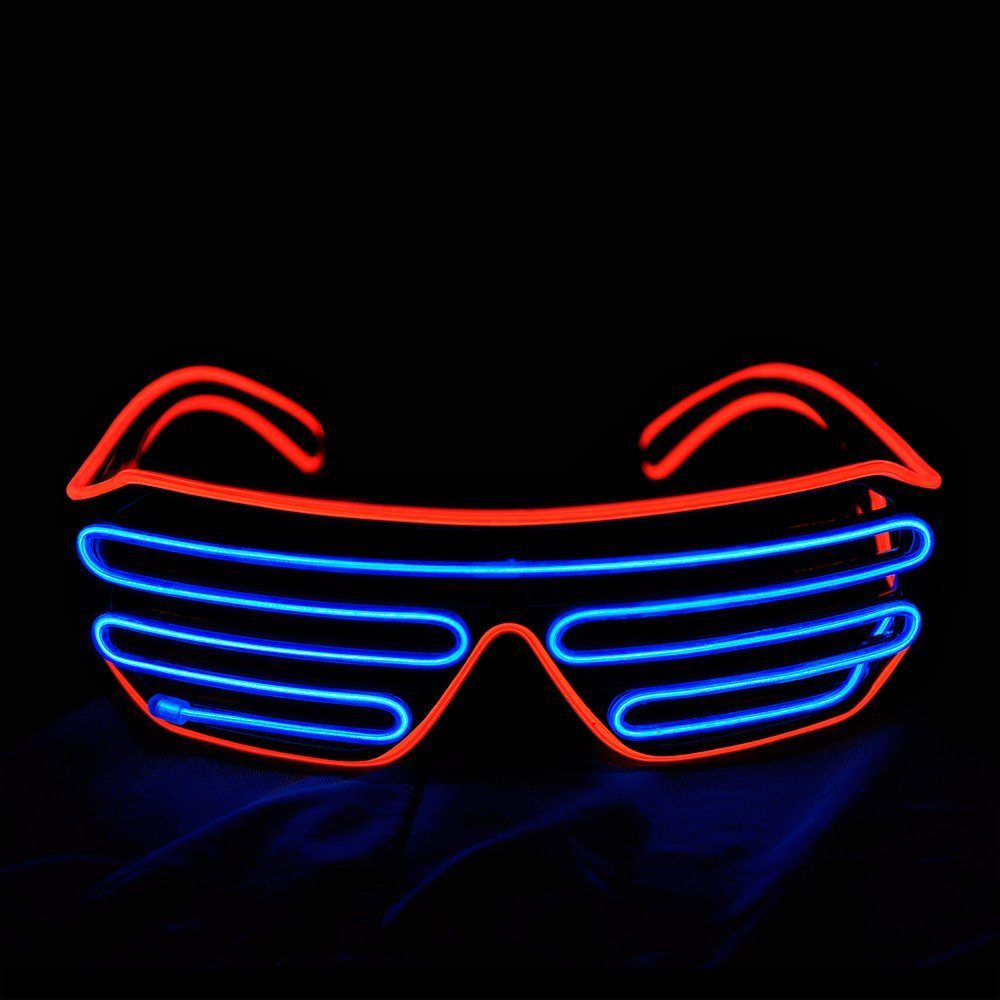 GelldG Brille LED Leuchtbrille, Leuchten, Roter Party Brille, Brille, Neon Sonnenbrille Spiegel Rahmen/Eisblauer