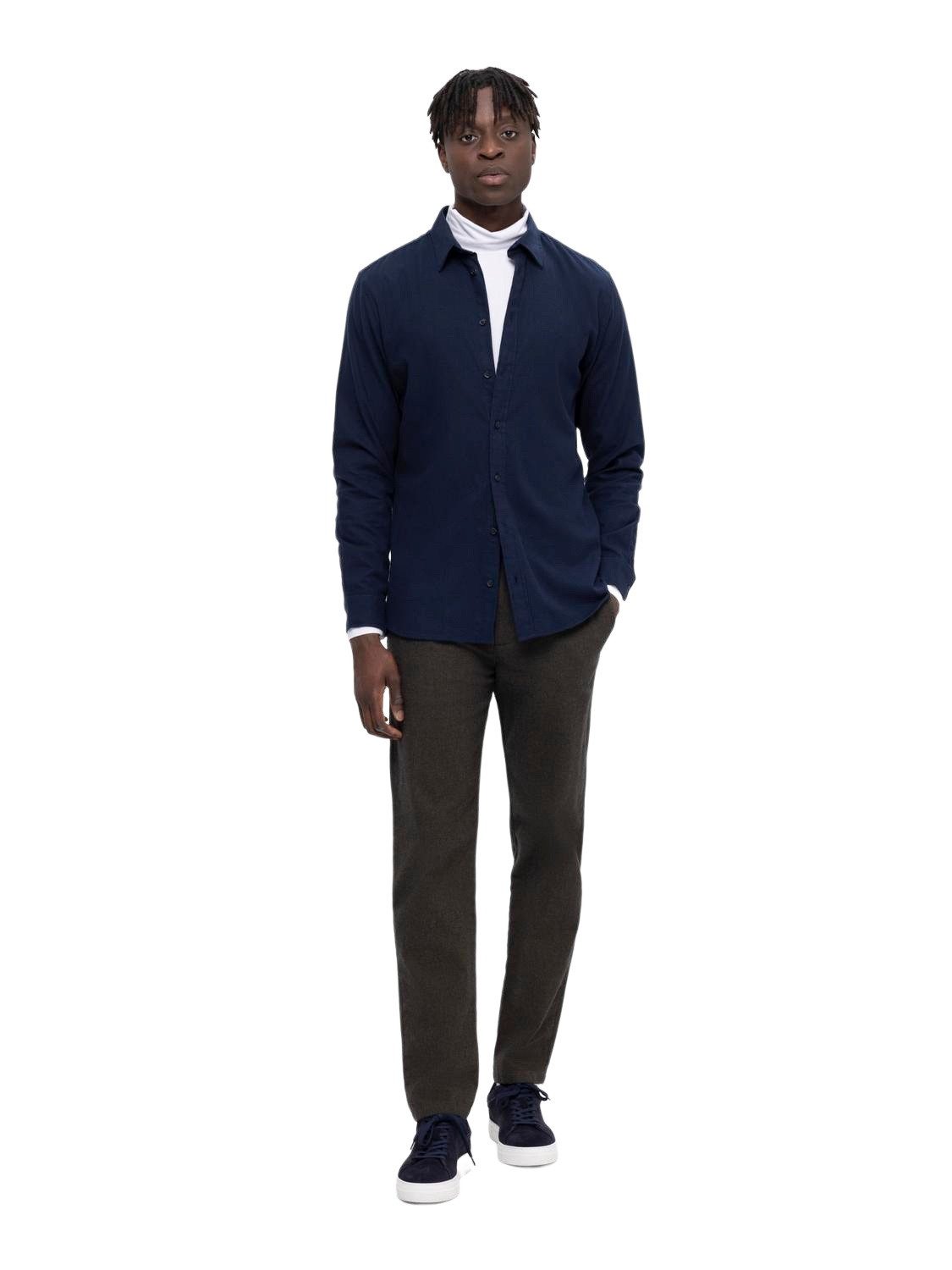 SELECTED HOMME Langarmhemd SLHSLIMOWEN-FLANNEL (1-tlg)