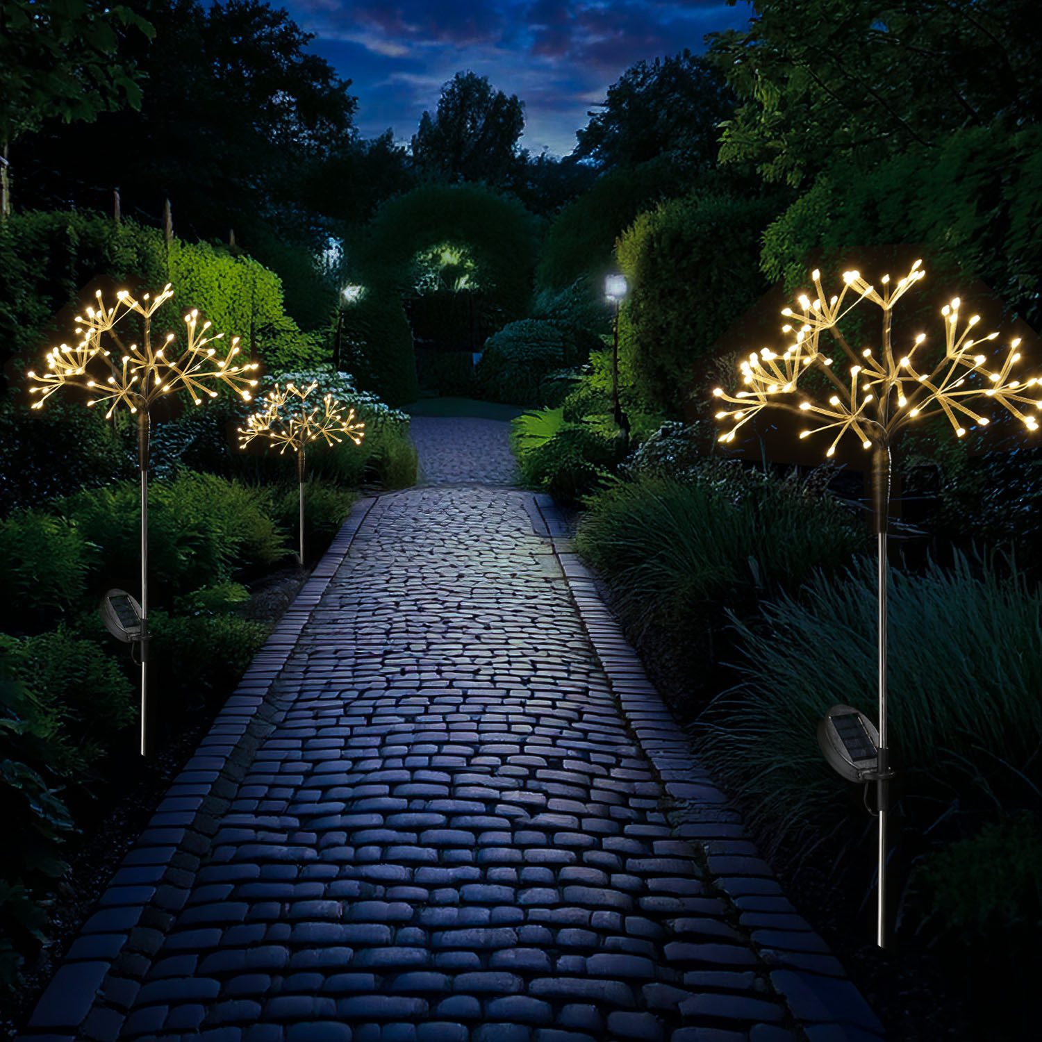 MARELIDA LED Solarleuchte LED Solarstab Feuerwerk Gartendeko Gartenstecker 80cm schwarz, LED Classic, warmweiß (2100K bis 3000K) – Bild 3 von 5