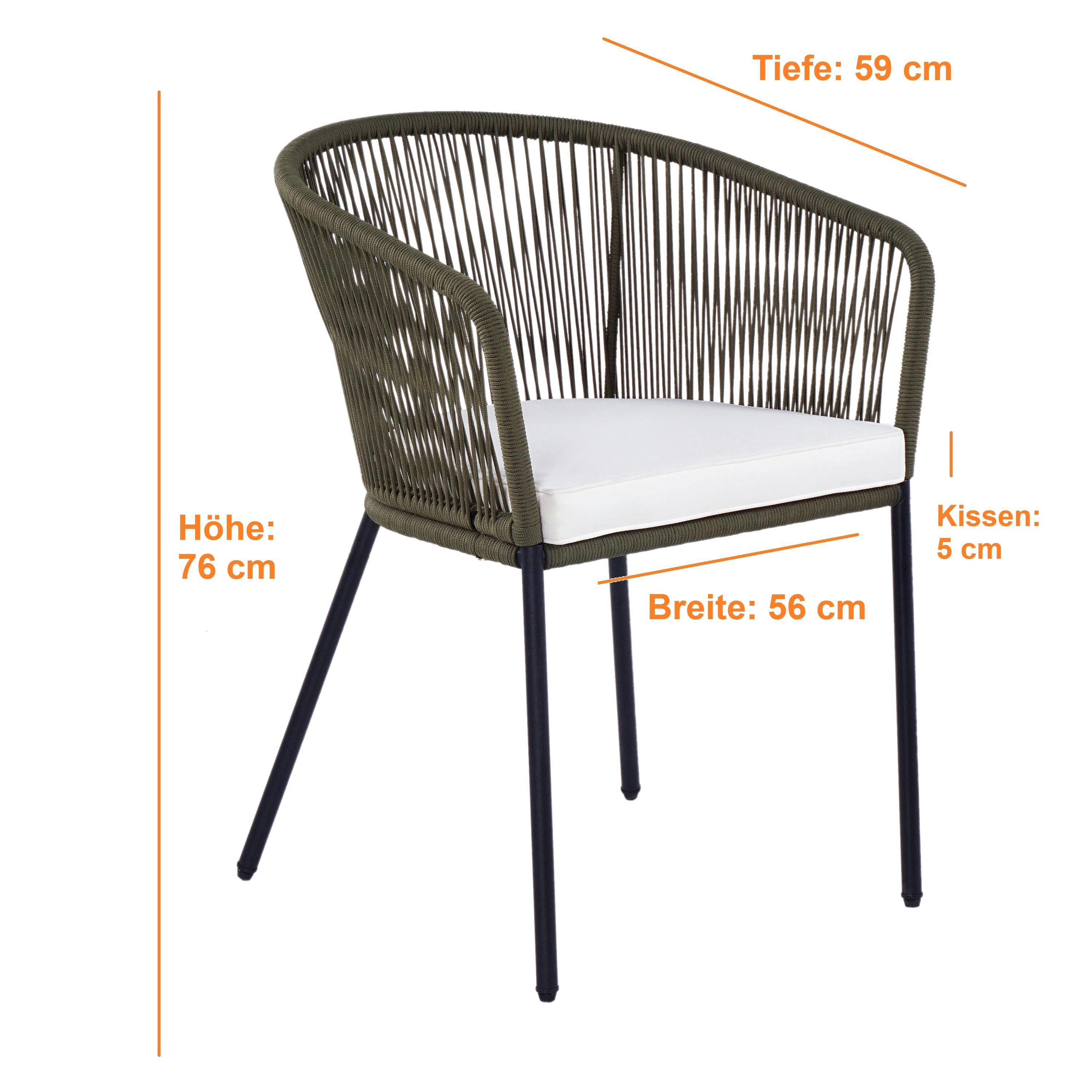 ESTEXO Gartenstuhl Lounge Stuhl 2er Set Gartensessel Rope Loungesessel Outdoor Oliv – Bild 2 von 5