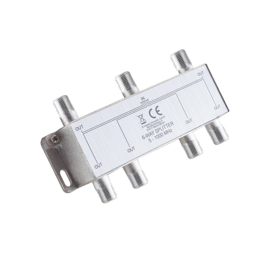 Kabelbude.eu Koax-Kabelverbinder F-Serie; Stammverteiler; 6-fach; 5-1000 MHz, 85 dB