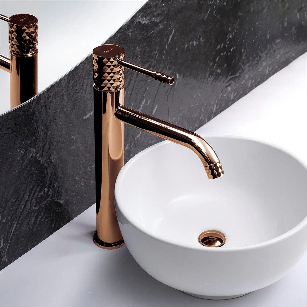 wohnwerk.idee Waschtischarmatur Waschbeckenarmatur Wasserhahn Gold Kupfer günstig online kaufen