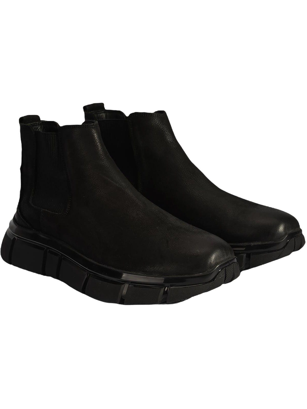 Herren-Stiefel aus Nubukleder zum Hineinschlüpfen, flacher Absatz, ab Stiefelette
