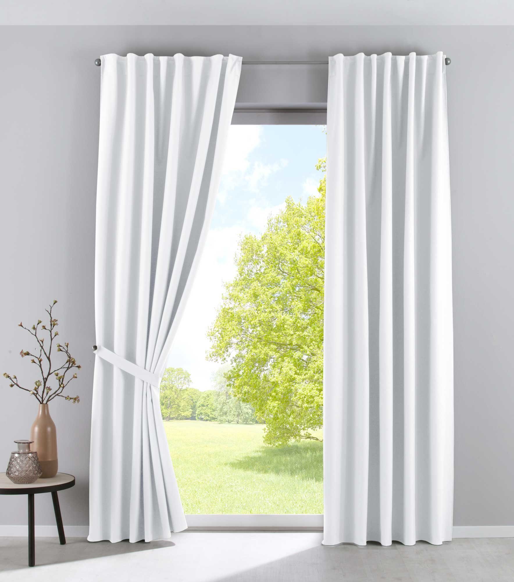 Gardinenbox Vorhang (2 St), verdecketeSchlaufen, verdunkelnd, Verdunkelungsvorhänge »PALERMO DARK« Kräuselband Raffhalter Fleecerück