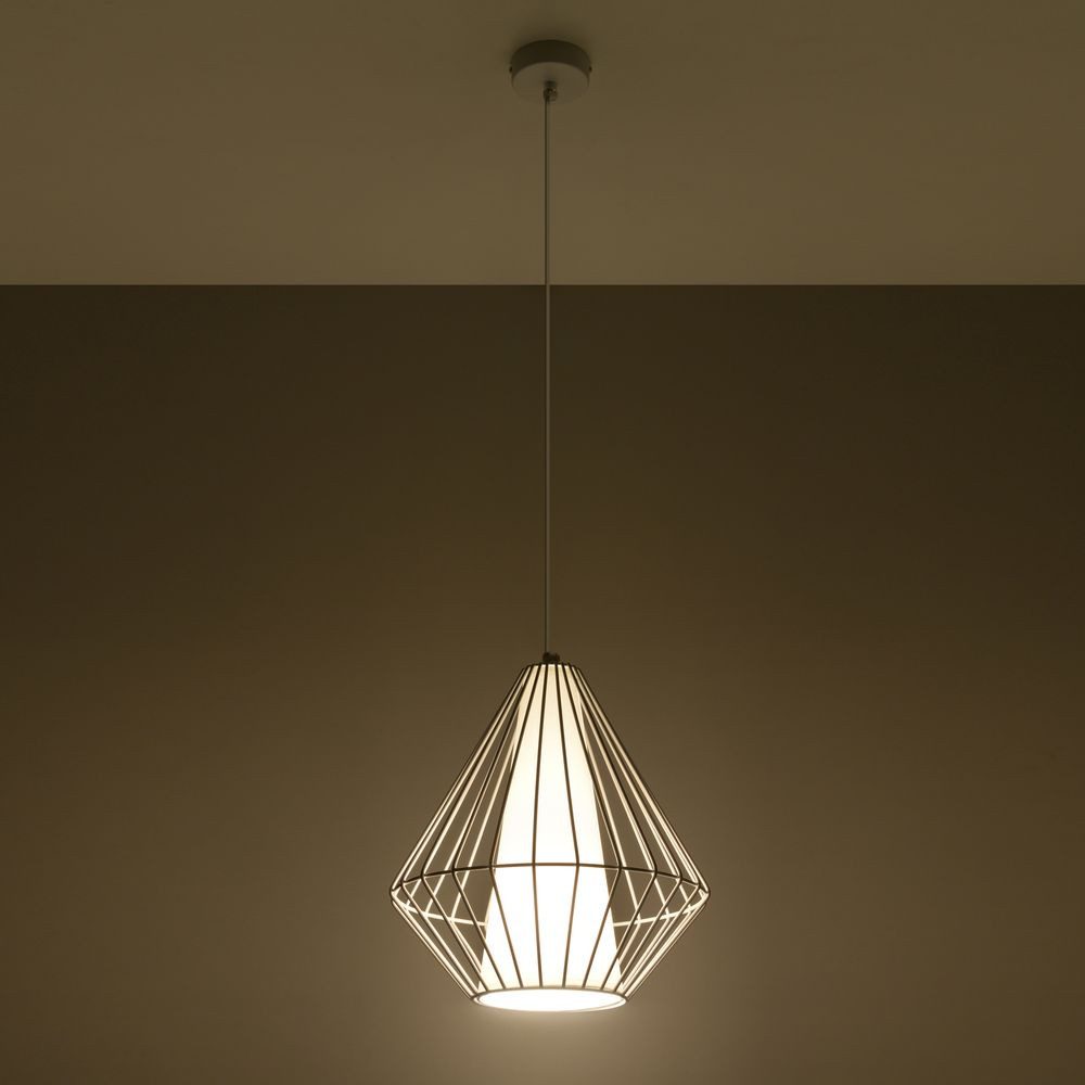 famlights Pendelleuchte famlights, Pendelleuchte Henry aus Stahl in Weiß E27 1 x 60 W