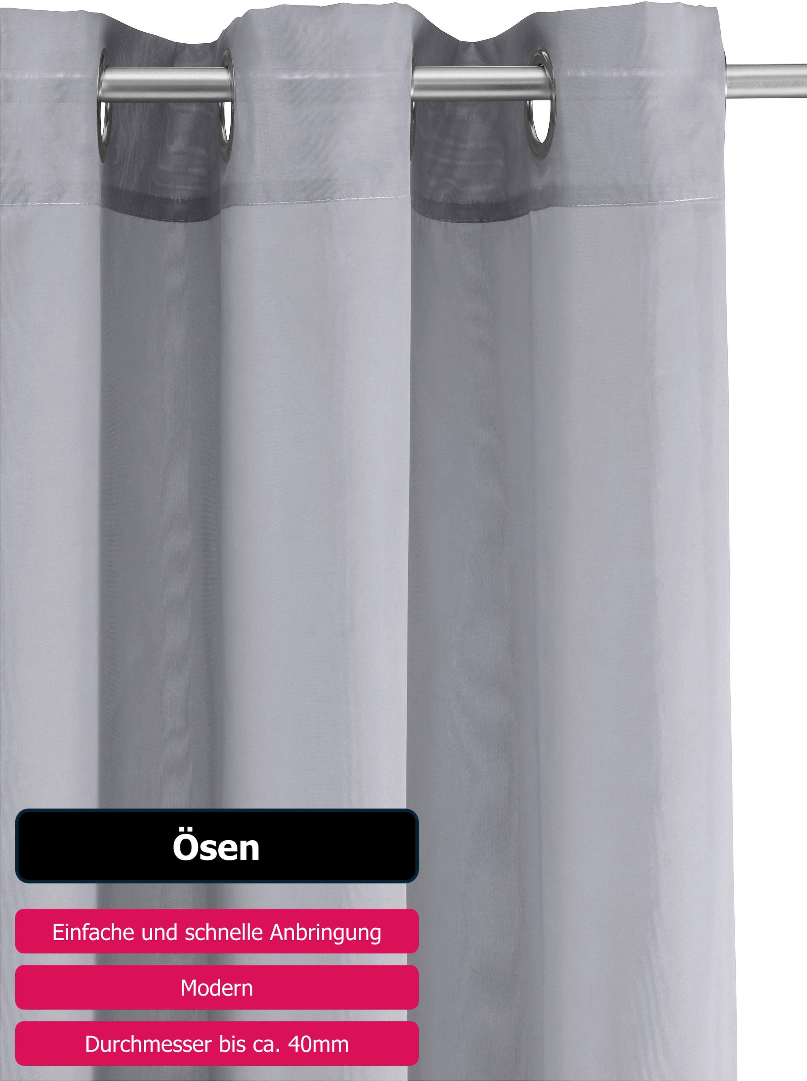 OTTO home Gardine XANA 1er- und 2er Pack mit Ösen, Topseller! (1 St), Ösen, transparent, Voile, einfarbig, 1 bzw. 2er Set, pflegeleicht, Kundenliebling – Bild 4 von 5