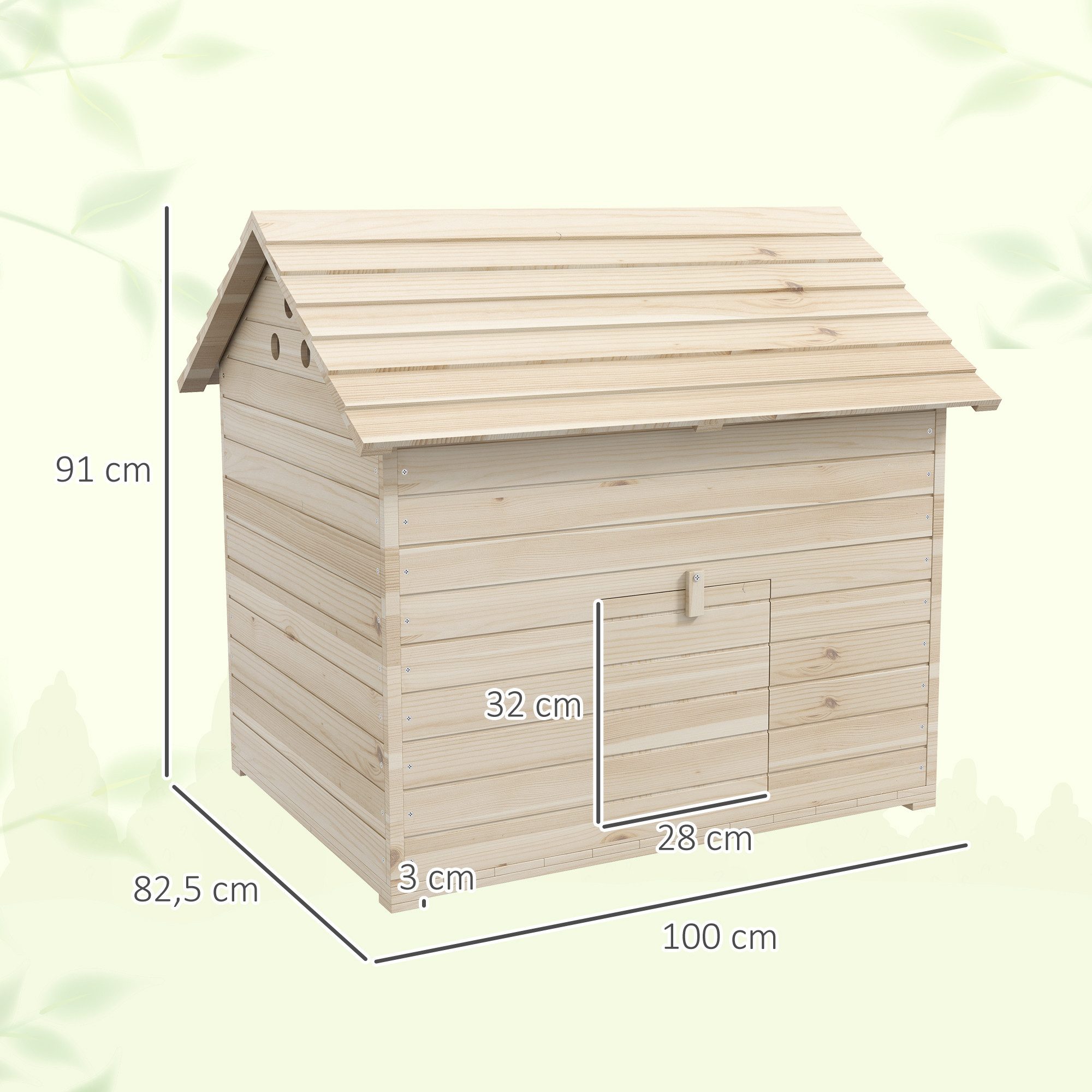 PawHut Kleintierstall Entenstall Entenhaus aus Holz mit aufklappbarem Kippdach, aus Tannenholz, 100 x 82,5 x 91 cm