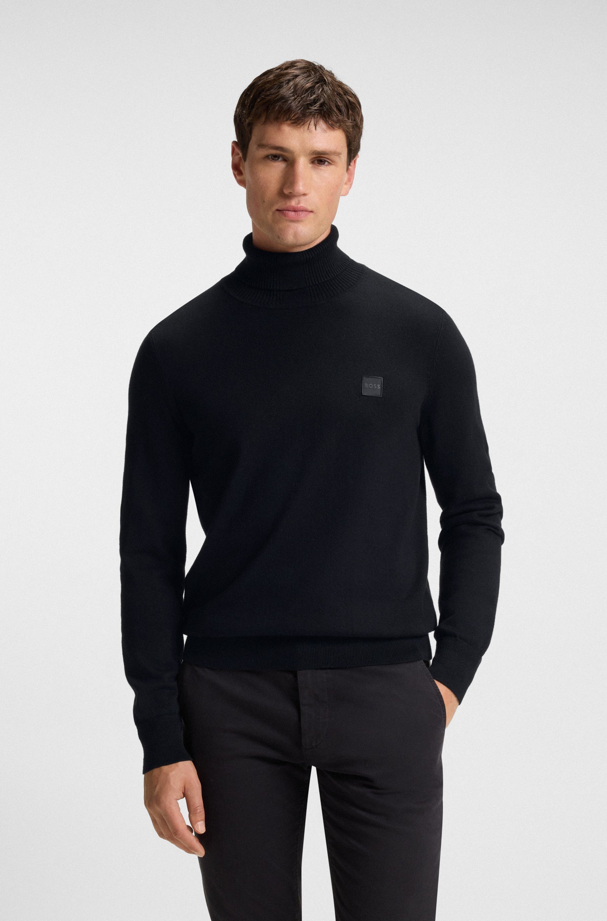 BOSS ORANGE Strickpullover Akiro Rollkragen Regular Fit, Feinstrick mit Kaschmir