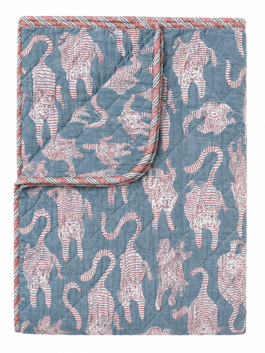 Wohndecke tiger-blue, AU Maison, Quilt-Optik aus Baumwolle 140 × 180 cm