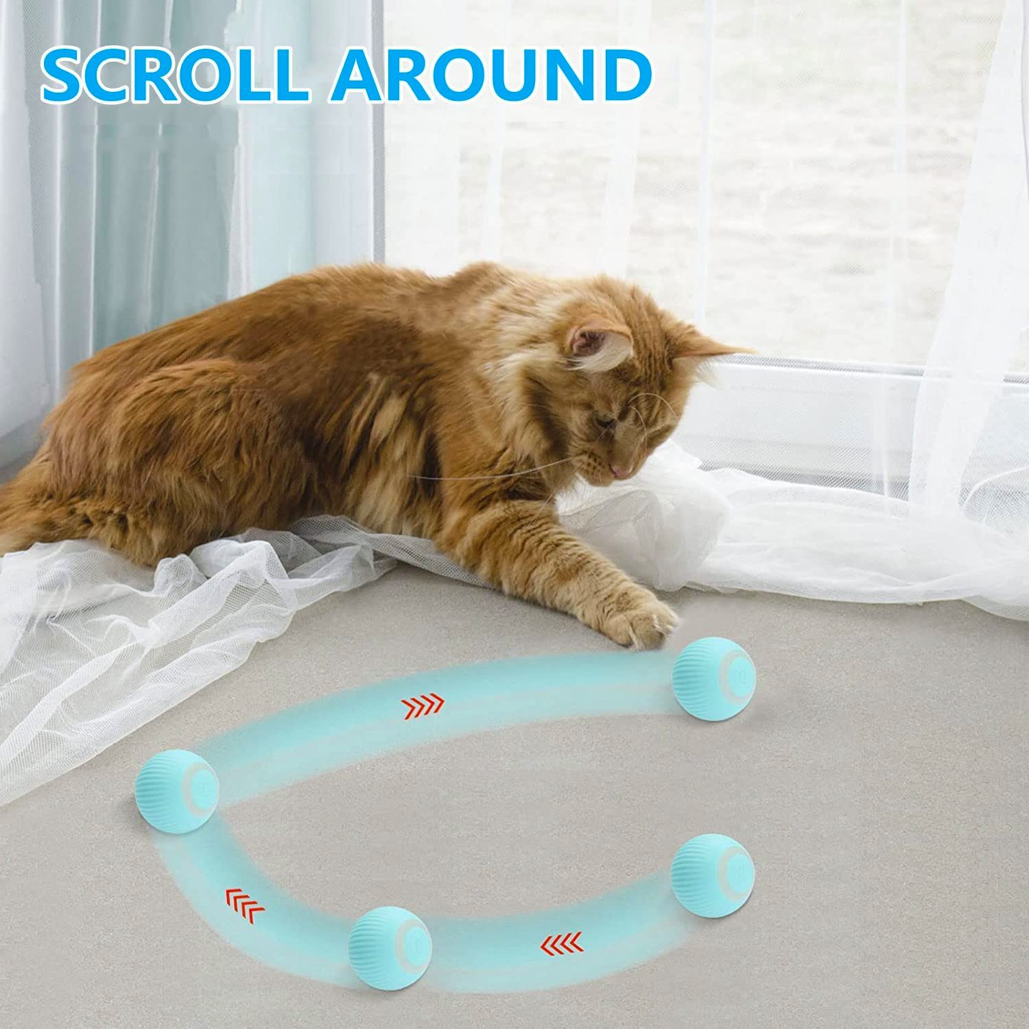TUWENA Tier-Beschäftigungsspielzeug Katzenspielzeug, mit LED-Licht,360° Selbstdrehender Ball