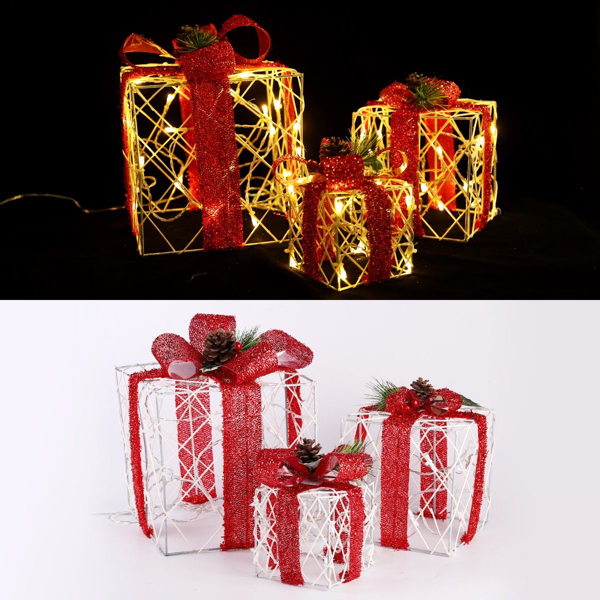 LED-Lichterkette Geschenkbox 3 Stück Dekoration Lichter LED Salcar