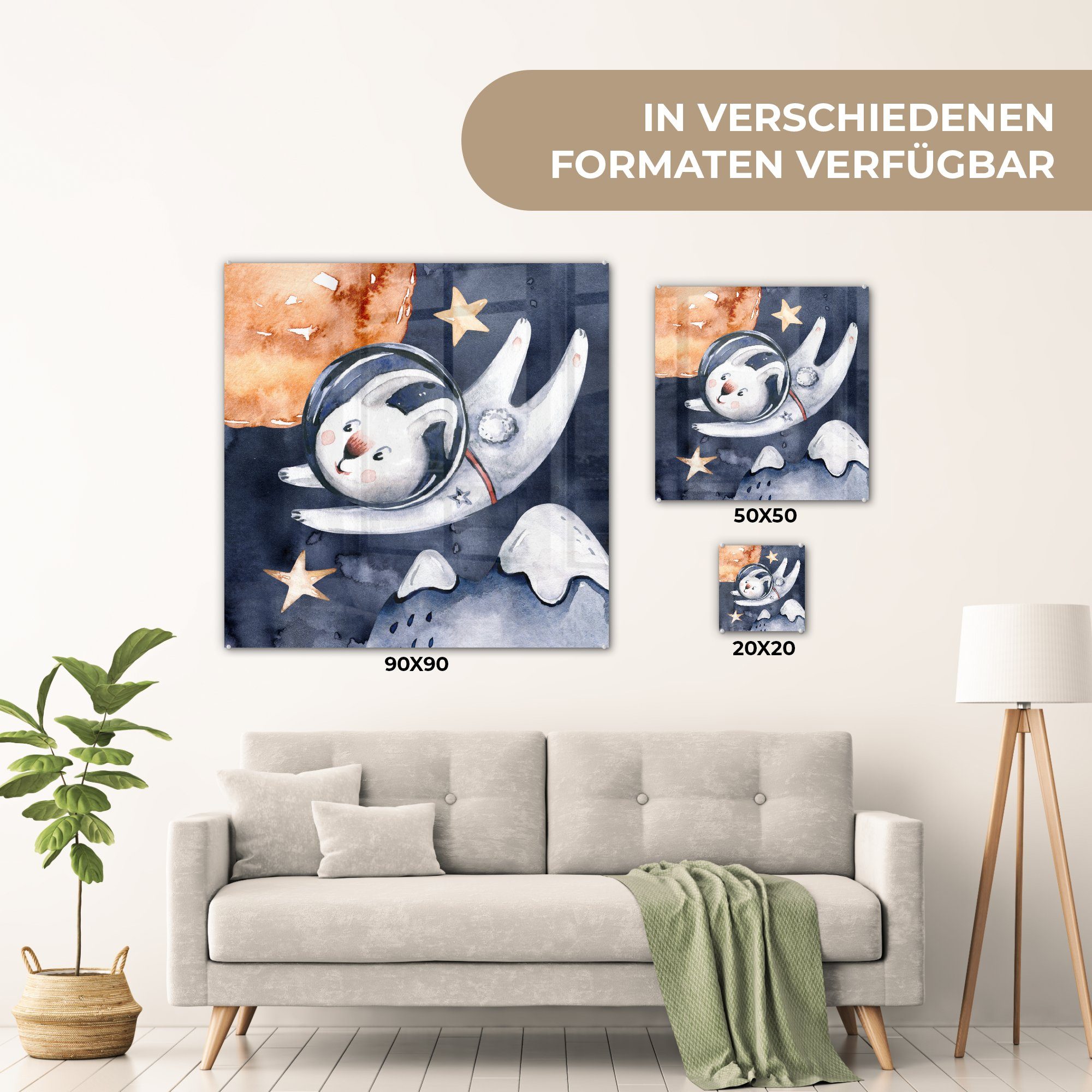 auf auf Wanddekoration - - Kind Glasbilder Foto (1 - - Glas Sonne Mädchen Glas Wandbild Acrylglasbild Kaninchen - MuchoWow Kinder, - - - Raum St), Jungen - Bilder