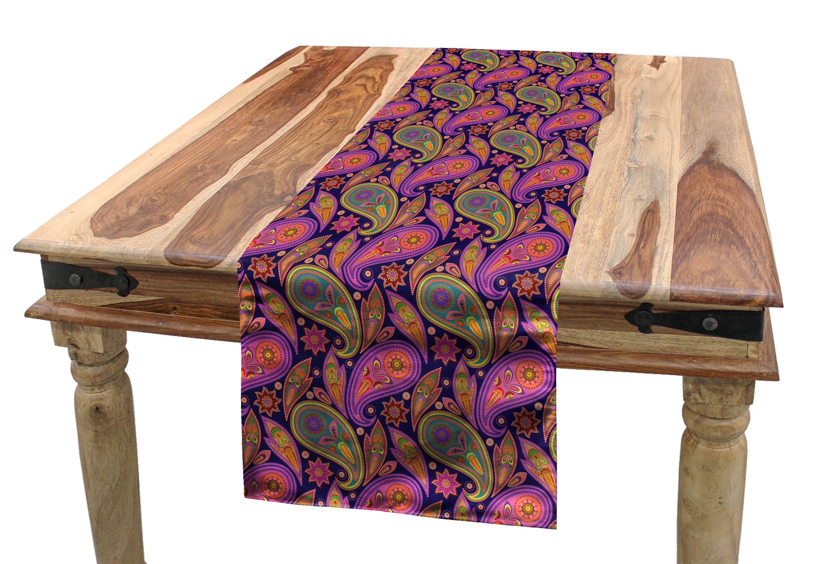 Abakuhaus Tischläufer Esszimmer Küche Rechteckiger Dekorativer Tischläufer, traditionell Gepunktete Paisley-Muster