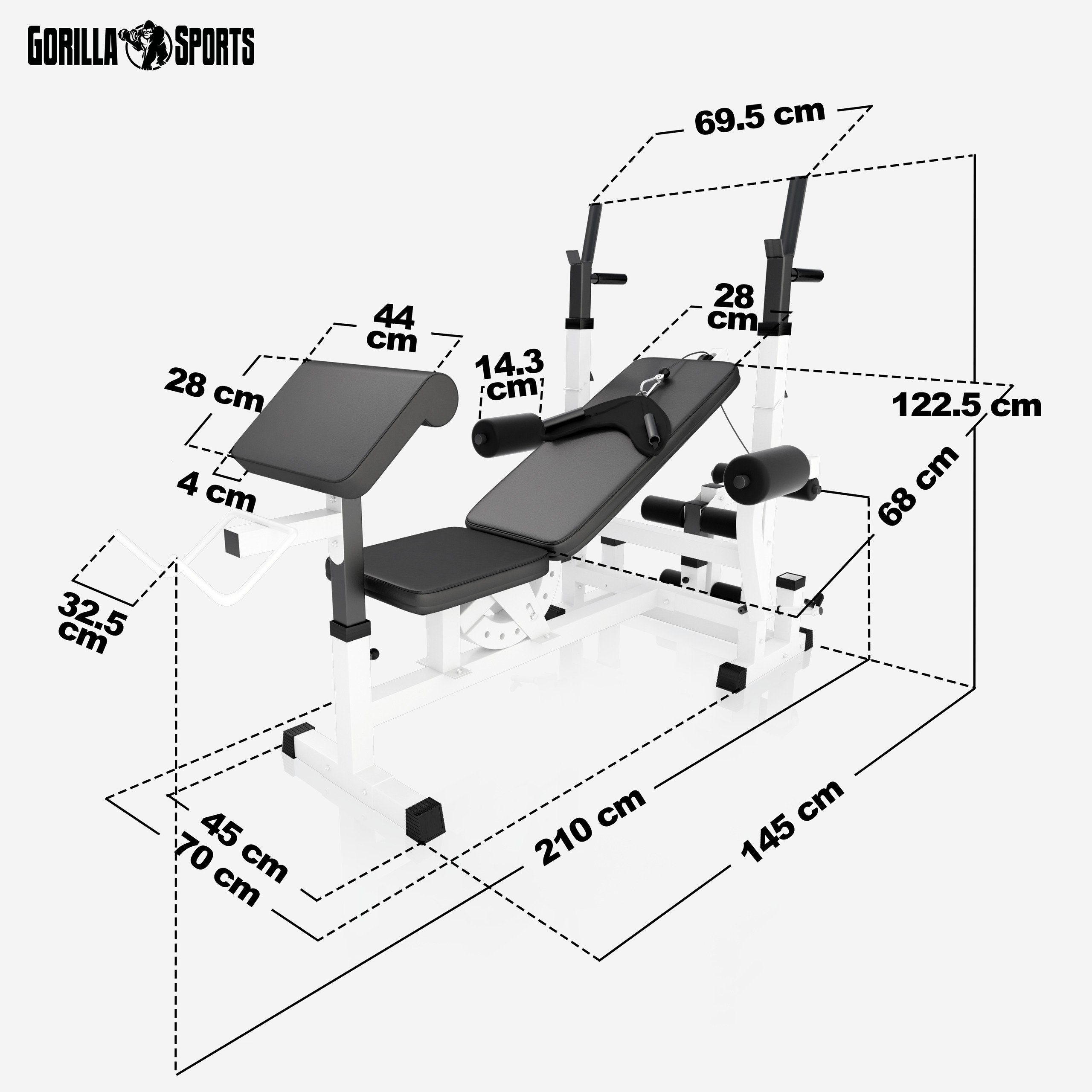 GORILLA SPORTS Kraftstation Kraftstation Universal inkl. Kunststoff Set, (27-tlg) – Bild 4 von 5