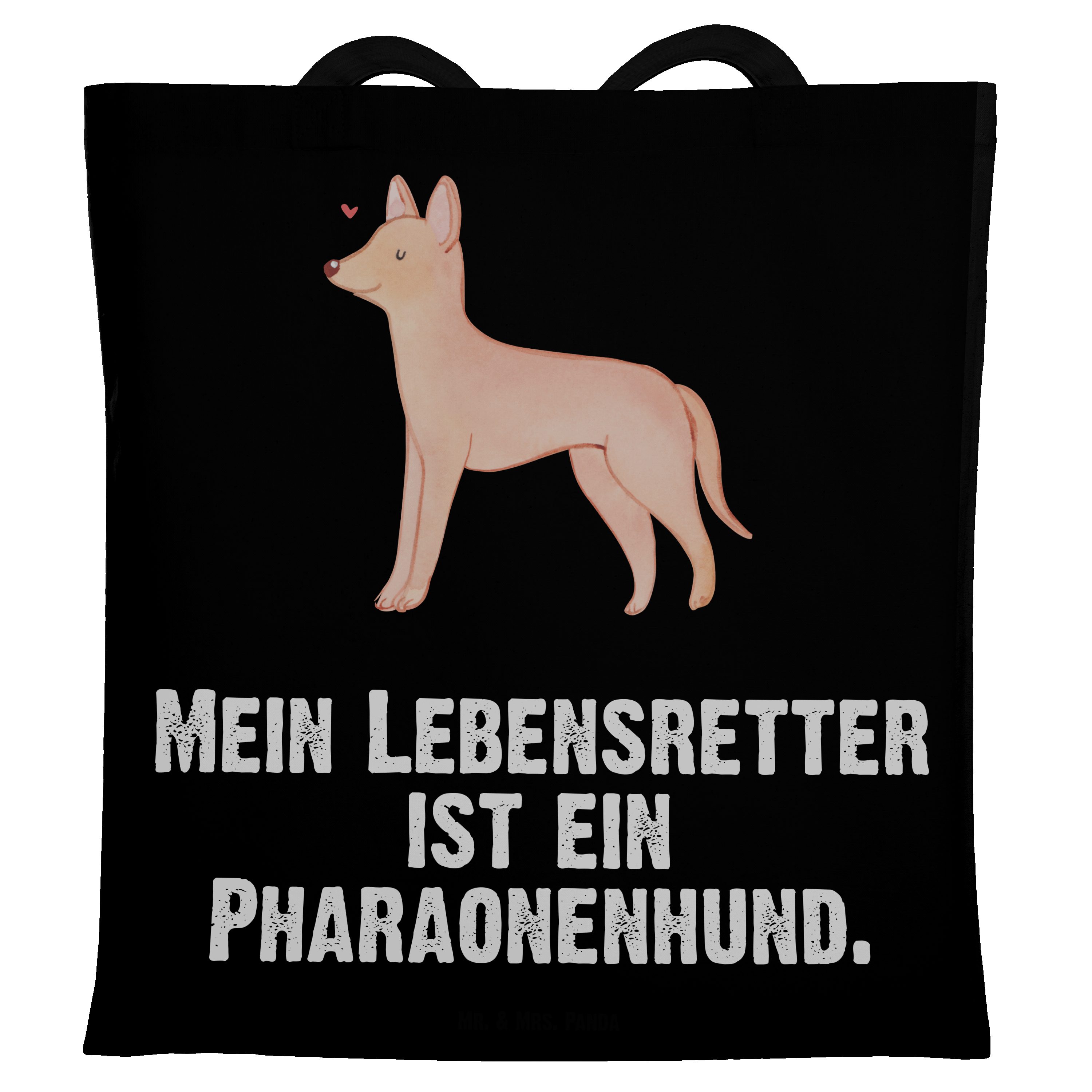 Mr. & Mrs. Panda Tragetasche Pharaonenhund Lebensretter - Schwarz - Geschenk, Welpe, Stoffbeutel, (1-tlg)