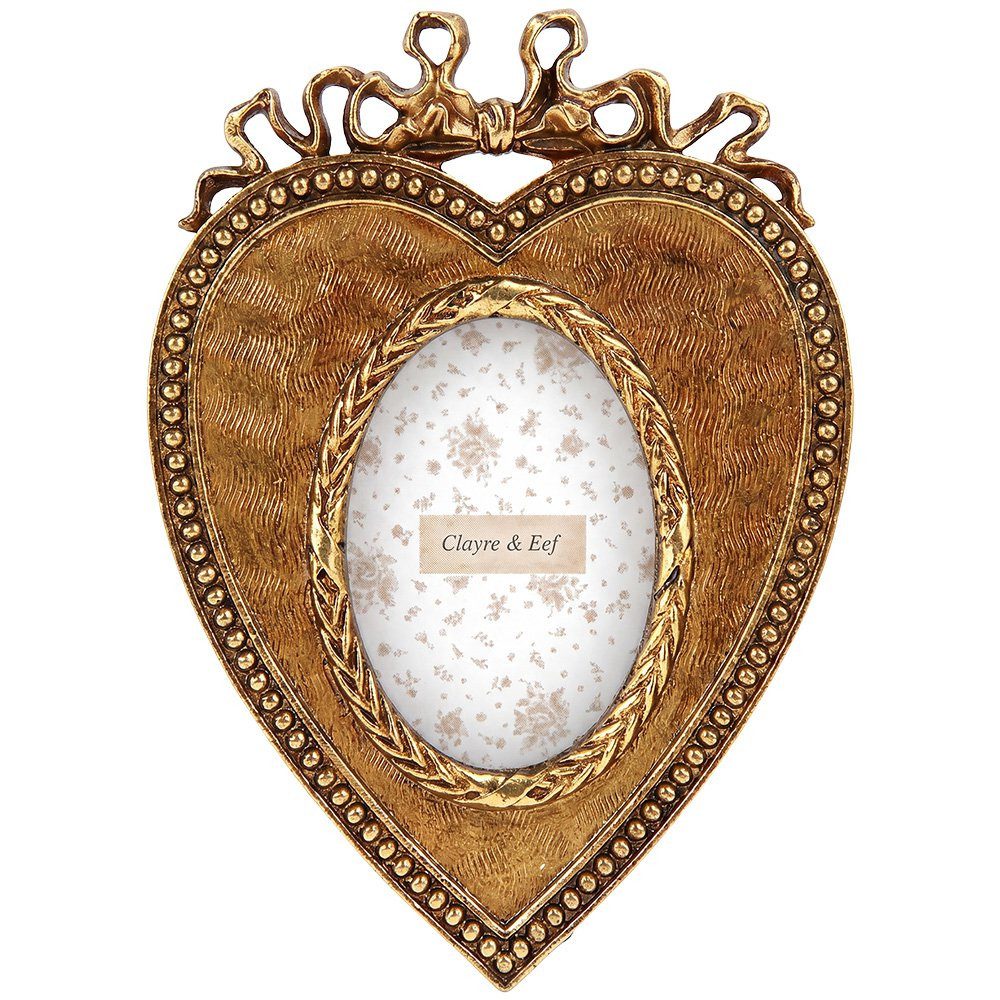 Clayre & Eef Bilderrahmen Kleiner barocker Bilderrahmen Herz Gold 6x9 cm – Clayre & Eef
