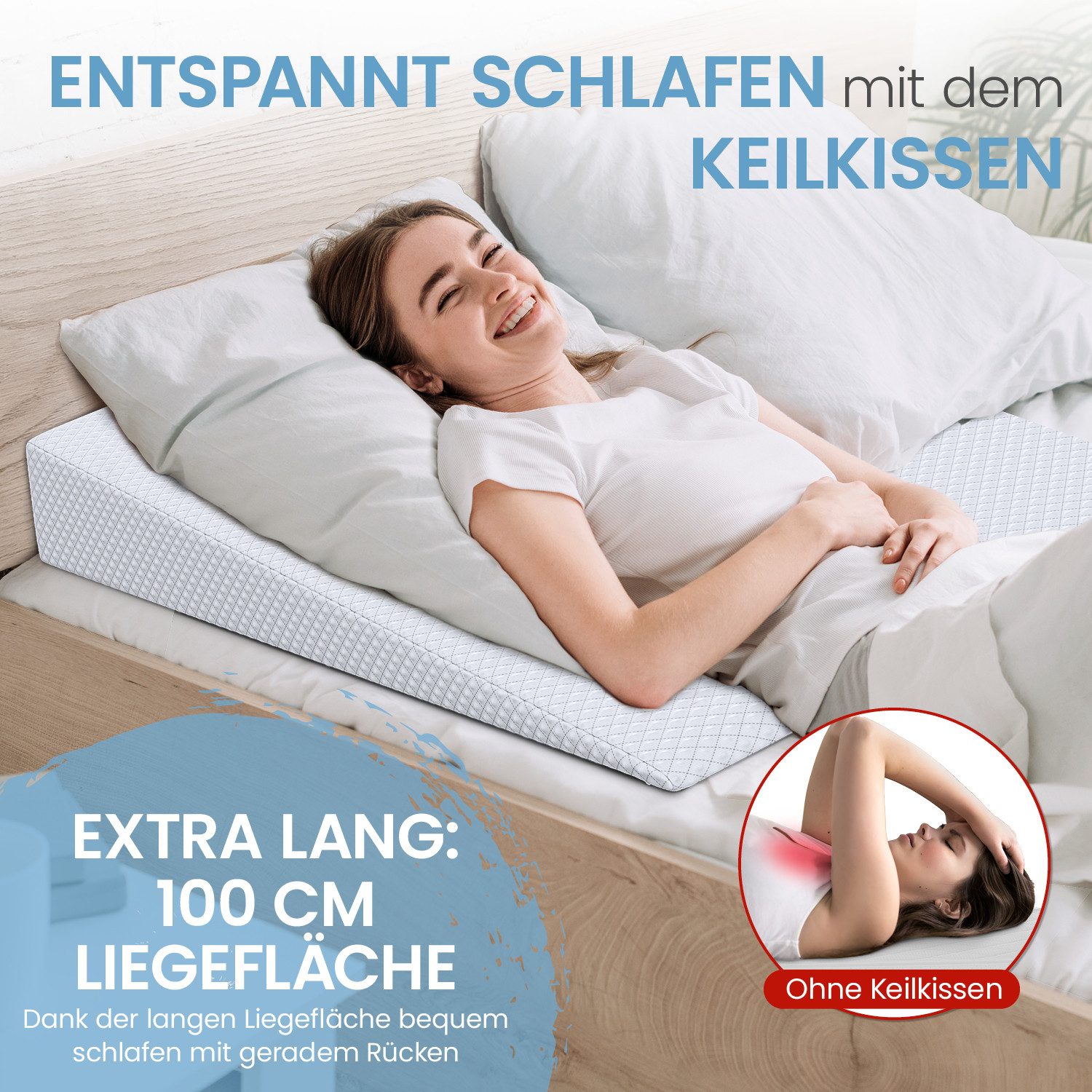 Matratzenkeil / Bettkeilkissen 90x100cm, versch. Größen, Visko, waschbarer günstig online kaufen