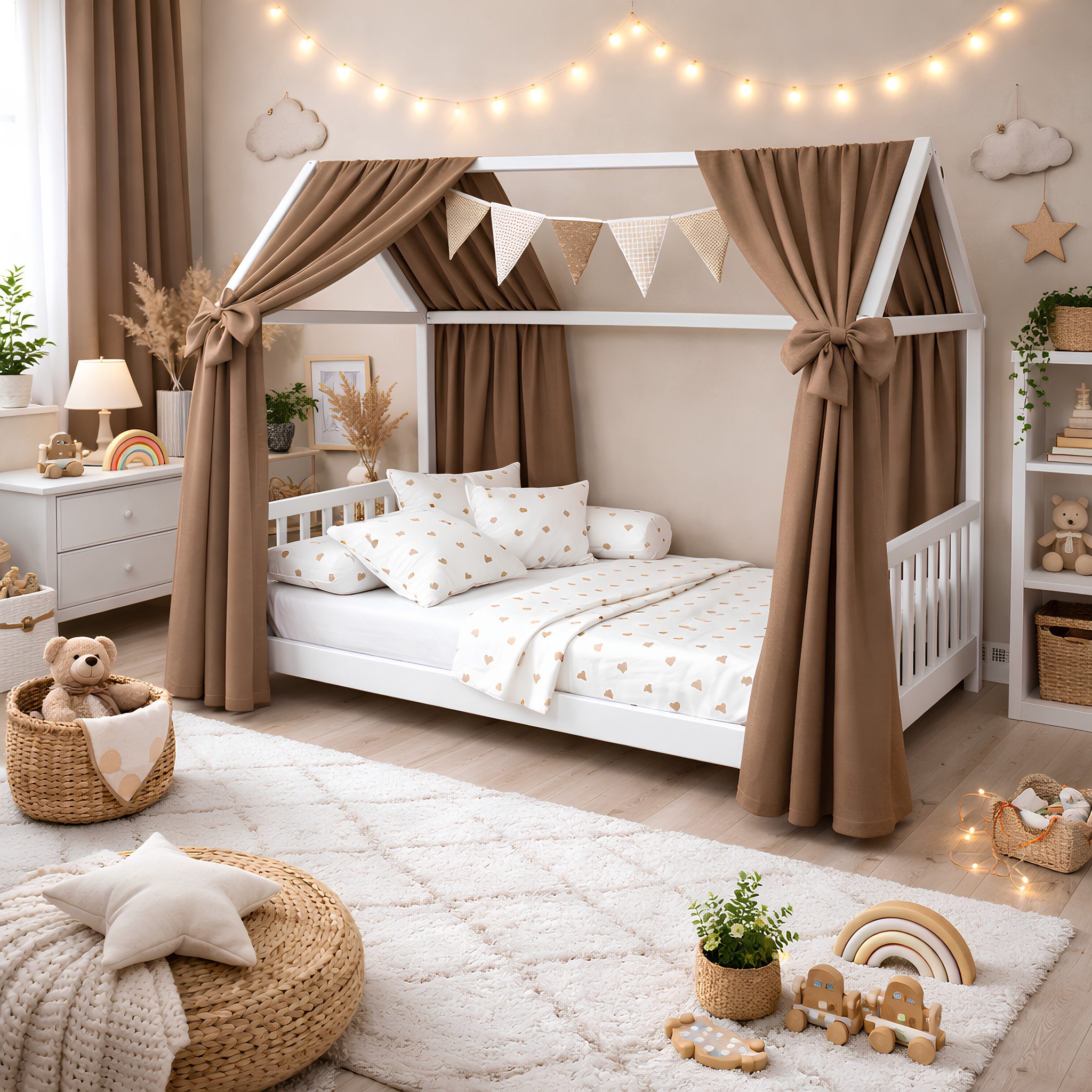 Baby-Delux Betthimmel Baby Betthimmel Kinderbett (2-tlg), Betthimmel Musselin Hausbett Baumwolle Deko