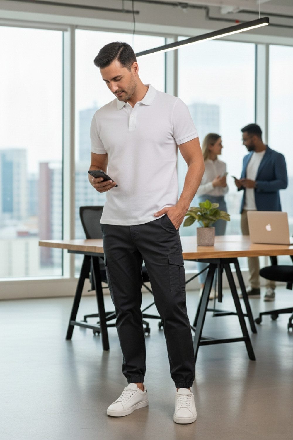 COMEOR Cargohose Herren Stretch Relaxed Fit mit 6 Taschen und Kordelzug Elastischer Beinabschluss, Kordelzug am Bund, Hoher Tragekomfort – Bild 5 von 5