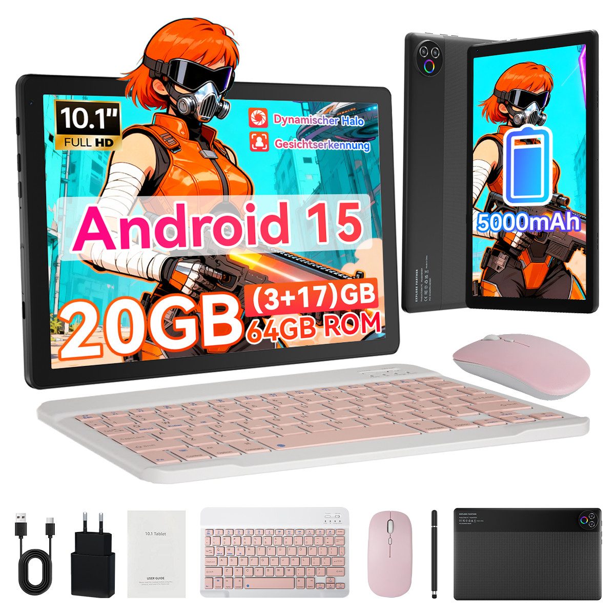 BUFO 10 Zoll 64 GB 1280x800 IPS Maus Tastatur Handschrift Stift Set Tablet (10", 64 GB, Android, WiFi, Dual-Kamera)