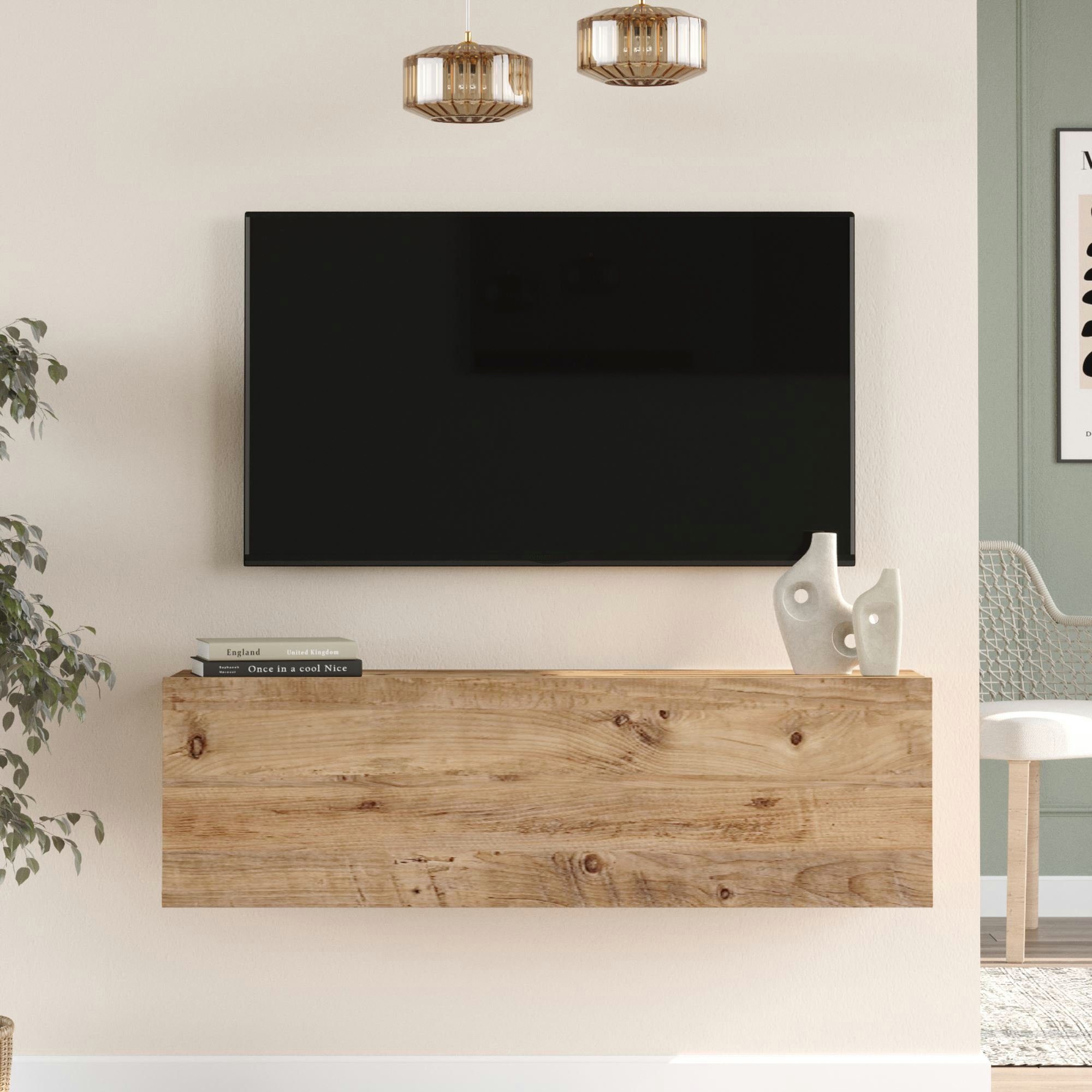 en.casa TV-Schrank »Lapinlahti« 100x31,5x29,5cm Eiche rustikal