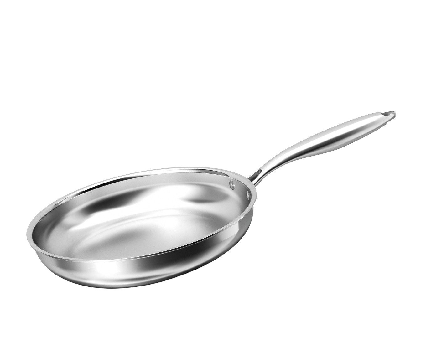 Cheffinger Bratpfanne Edelstahlpfanne geeignet für alle Herdarten mit ergonomischem Griff, Edelstahl (1-tlg), Induktionsgeeignet, ergonomischer Griff, Silber