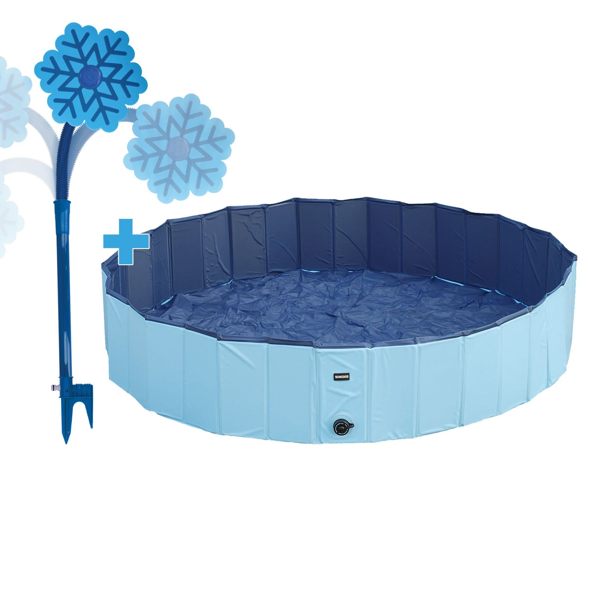 Schecker Hundepool Hundepool Doggy-Pool + Wassersprüher, (Packung, 2-tlg), auch, auch für Kinder geeignet