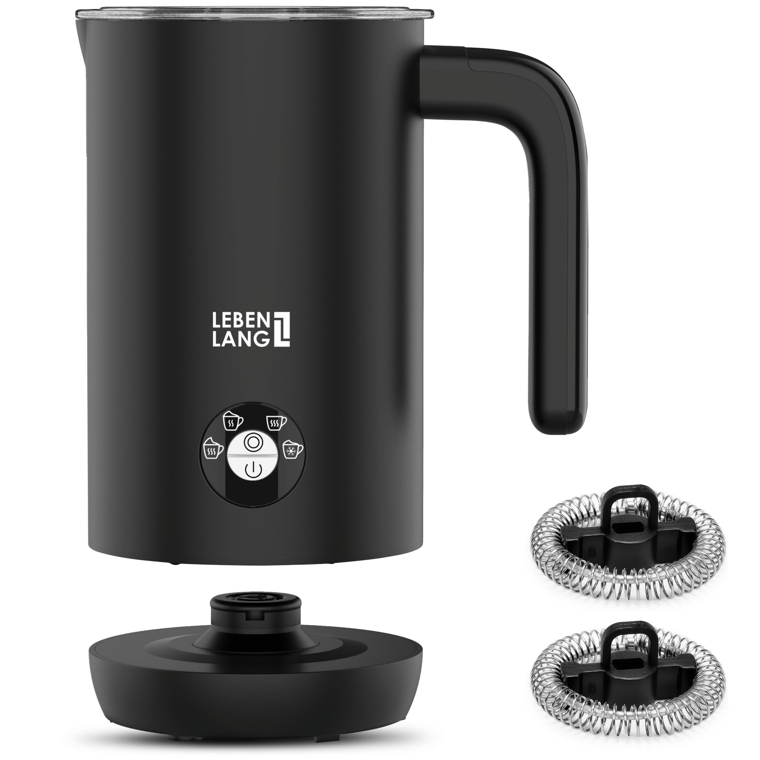 Lebenlang Миксеры 4in1 elektrischer Миксеры mit 240ml Kapazität, 500 W, Perfekter Schaum warm & kalt, Milch360° Basis, Antihaftbeschichtet