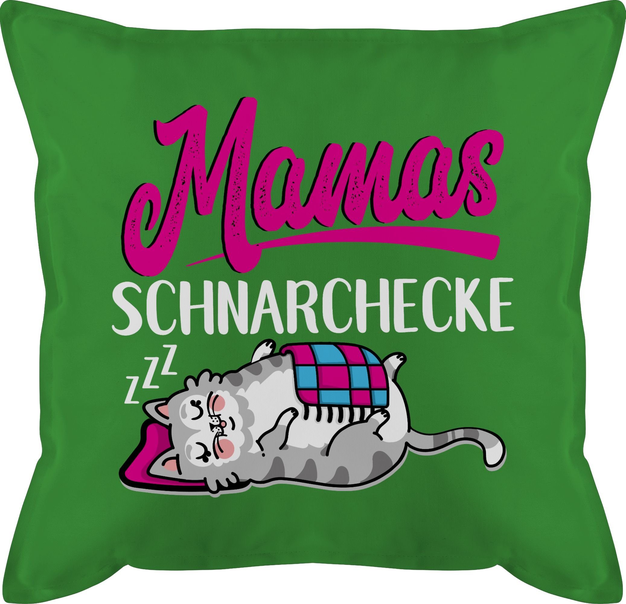 Shirtracer Dekokissen Mamas Schnarchecke Katze - weiß/fuchsia, Muttertagsgeschenk 3 Grün
