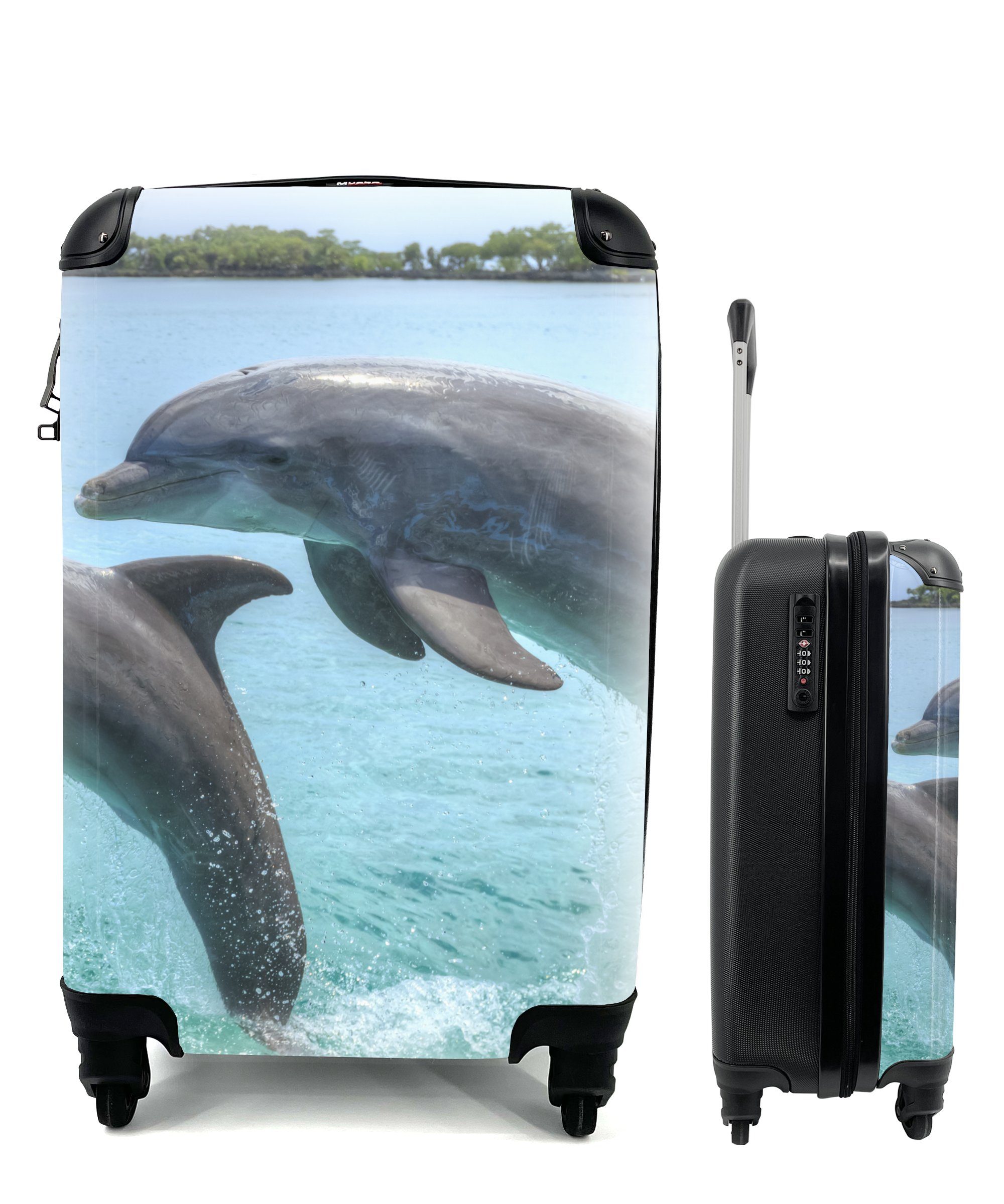 Delfine Reisetasche Reisekoffer Islands, vor Ferien, MuchoWow Handgepäck rollen, 4 Trolley, Rollen, den für mit Bay Handgepäckkoffer